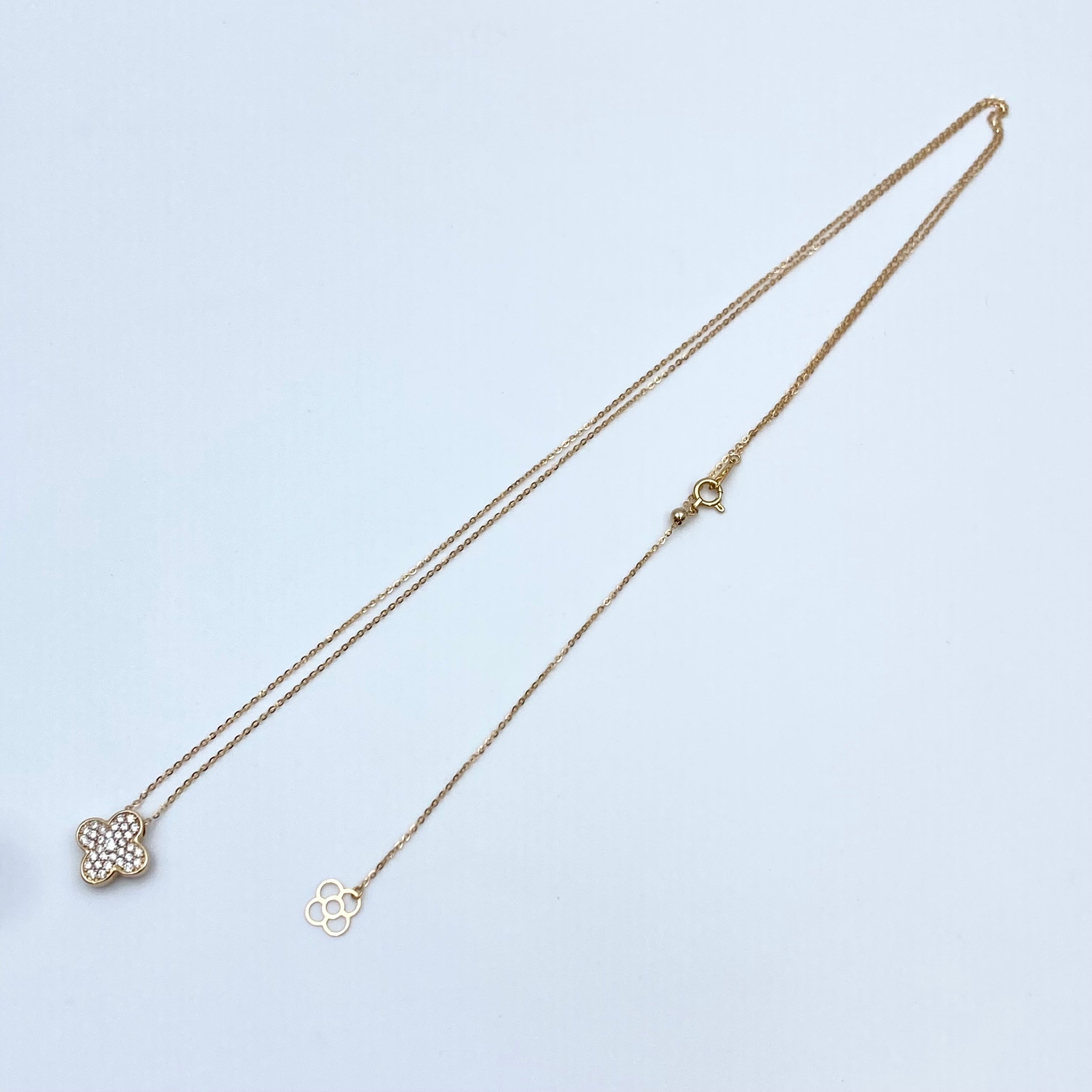 【送料無料】_ ノンブランド _K18PG FD0.33ct シェル_アルハンブラモチ-フ _ペンダント ネックレス3.4g_中古品