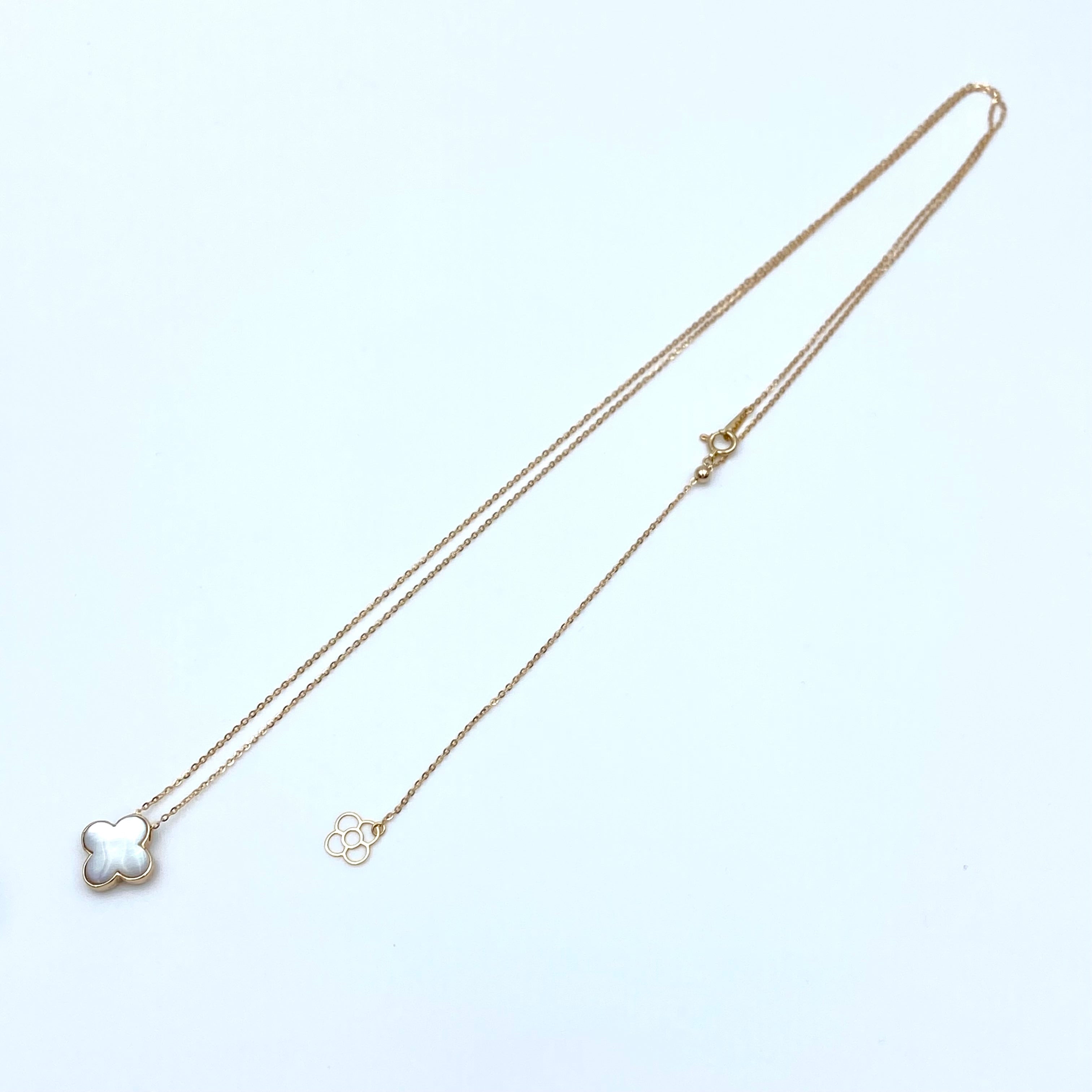 【送料無料】_ ノンブランド _K18PG FD0.33ct シェル_アルハンブラモチ-フ _ペンダント ネックレス3.4g_中古品