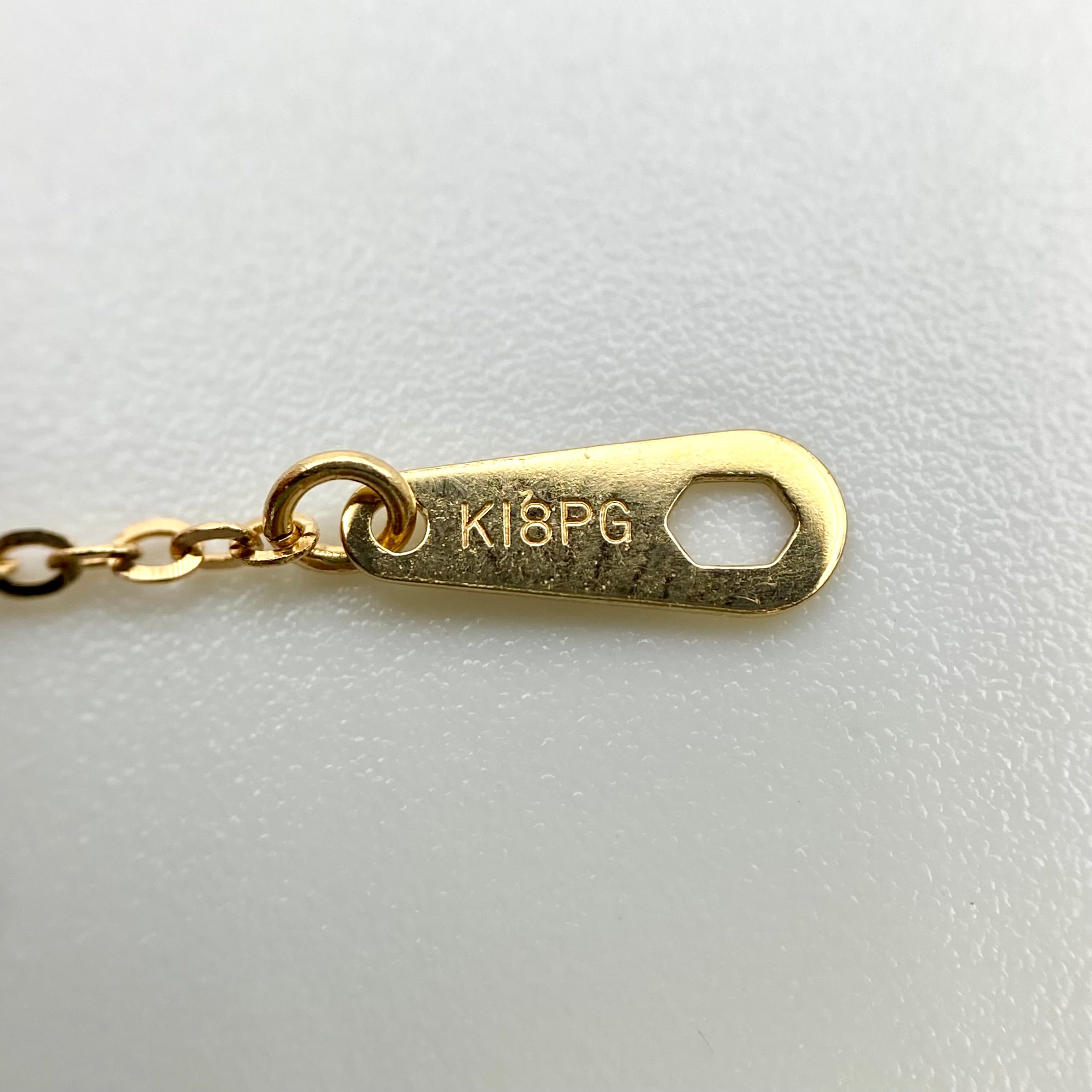 【送料無料】_ ノンブランド _K18PG FD0.33ct シェル_アルハンブラモチ-フ _ペンダント ネックレス3.4g_中古品