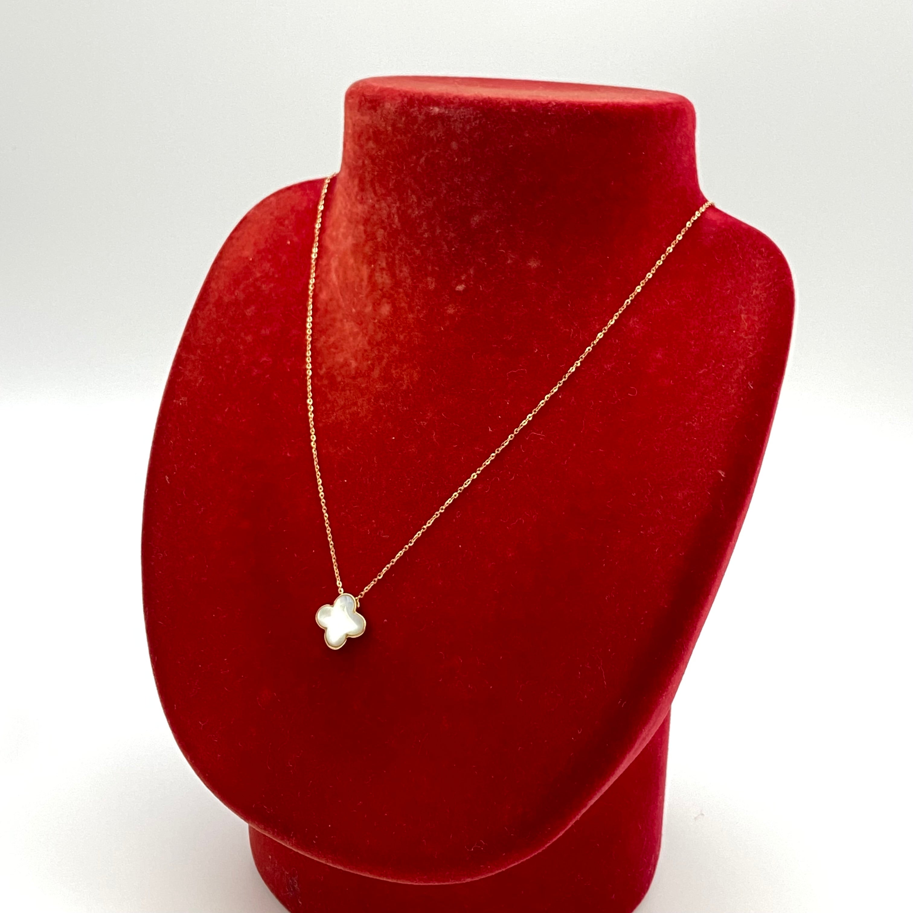 【送料無料】_ ノンブランド _K18PG FD0.33ct シェル_アルハンブラモチ-フ _ペンダント ネックレス3.4g_中古品