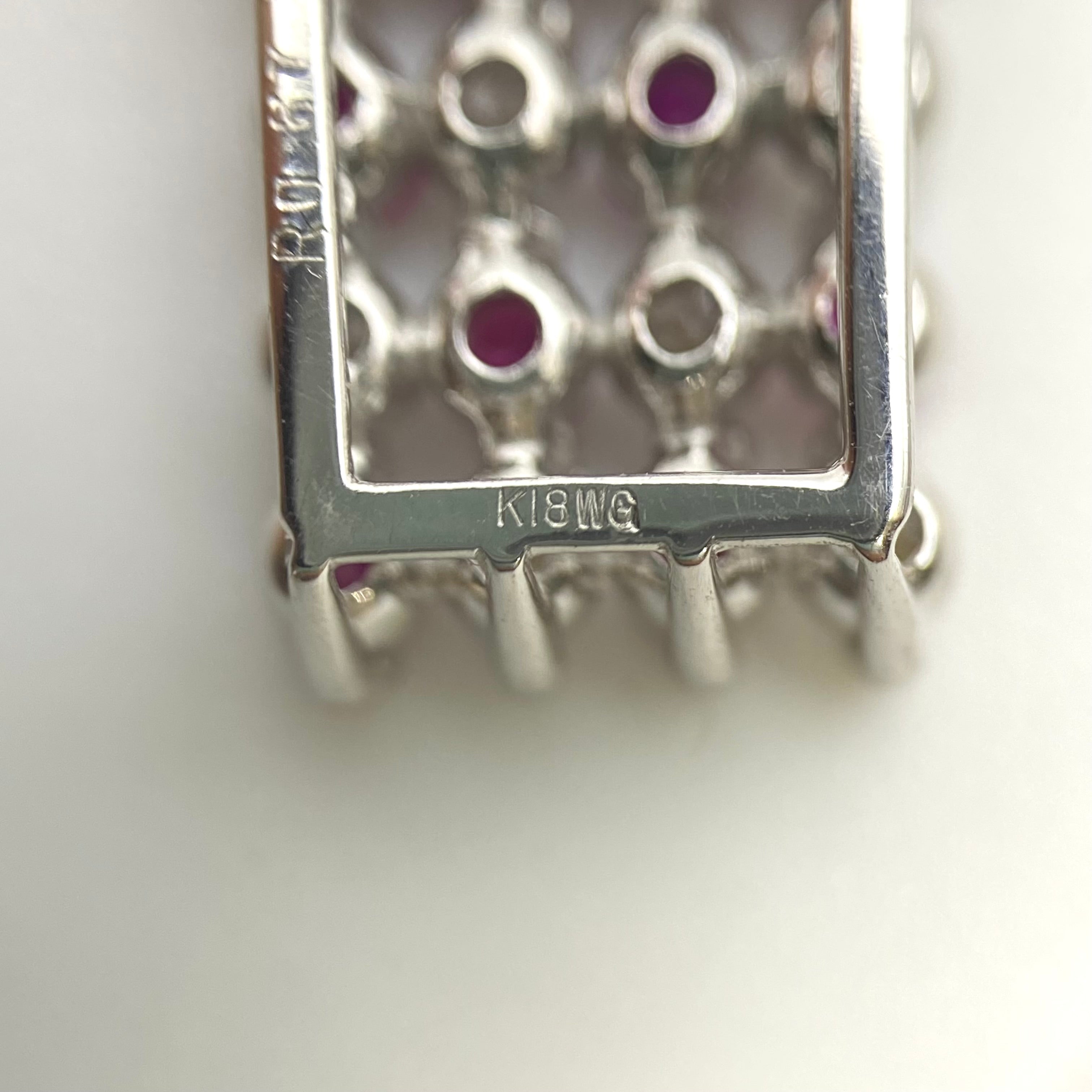 【送料無料】_ ノンブランド_K18WG/Pt850_FD0.50ct FR0.67ct _ダイヤモンド/ルビー_ネックレス _中古品