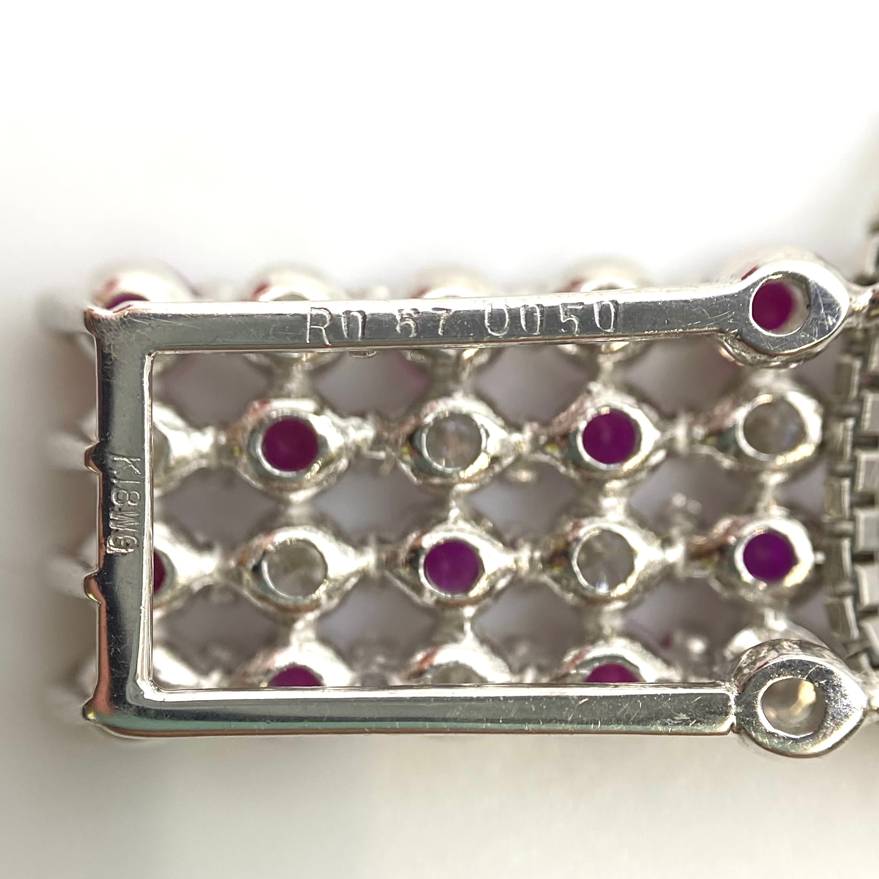 【送料無料】_ ノンブランド_K18WG/Pt850_FD0.50ct FR0.67ct _ダイヤモンド/ルビー_ネックレス _中古品