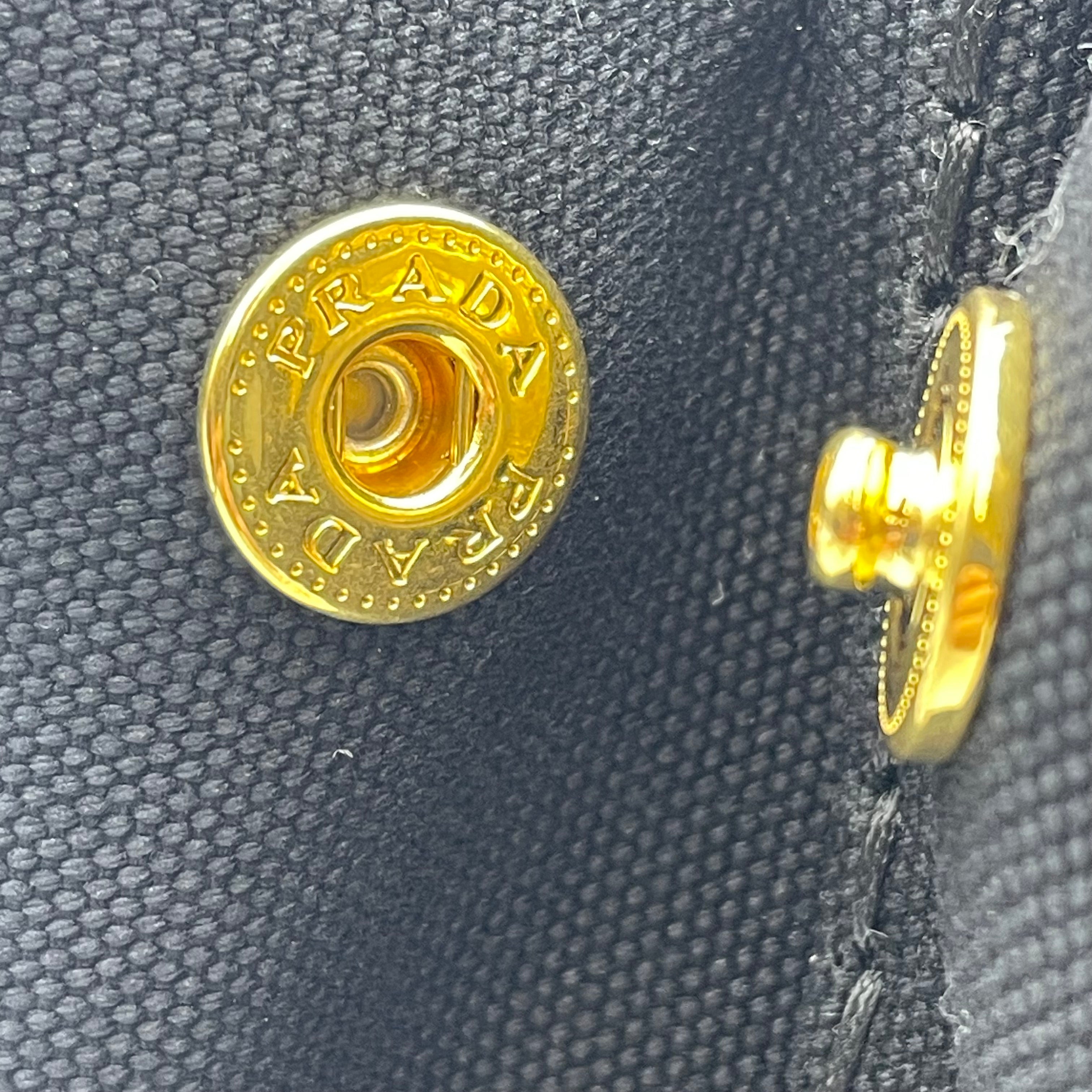 【送料無料】_ PRADA_(プラダ)_ミニカナパトートバッグ_ IBG439 黒/ストライプ _2WAYストラップ付き_ 中古品