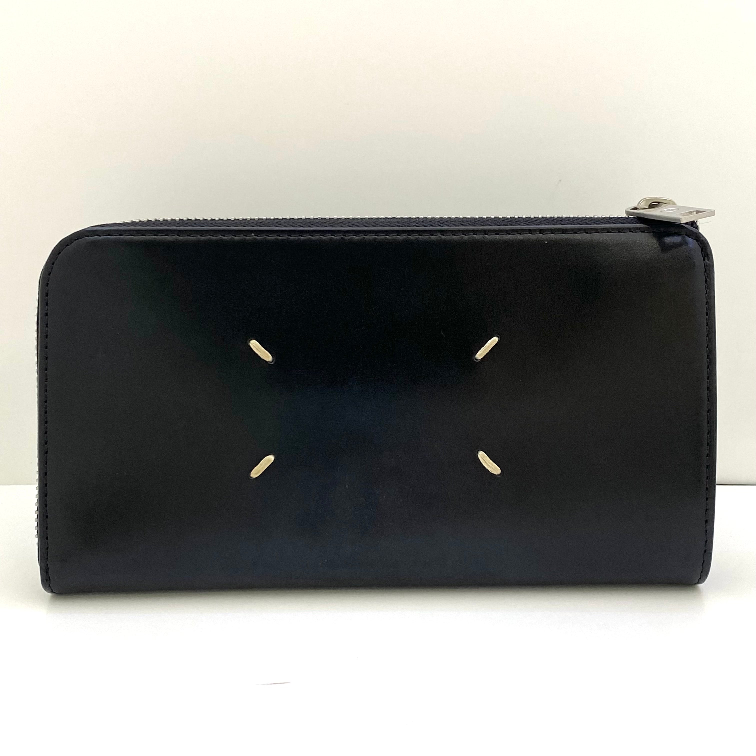 【送料無料】_Maison Margiela_(メゾンマルジェラ)_カーフスキン ブラック_S35UI0431-P2714-T8013_L字ファスナー長財布_中古品