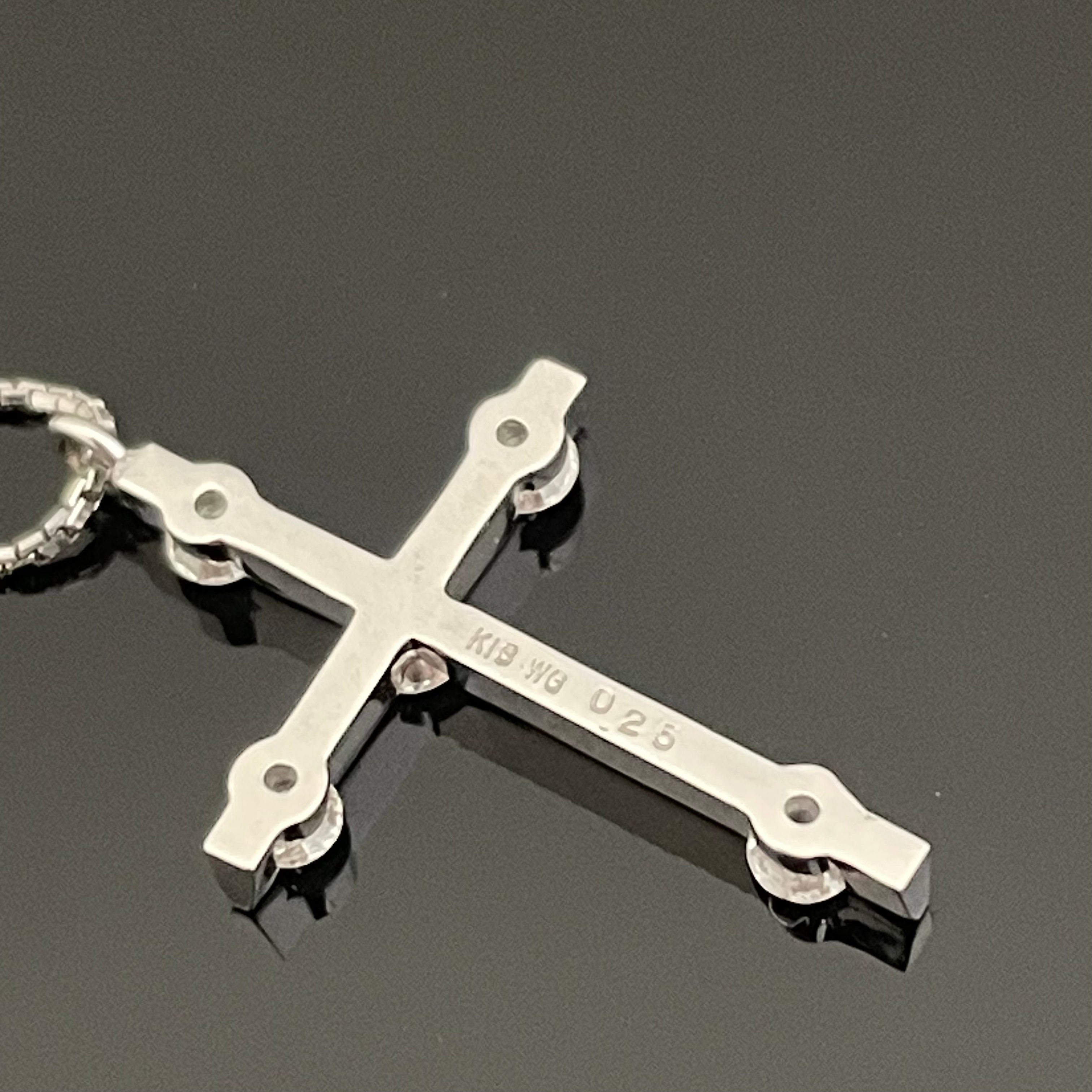 ノンブランド _K18WGダイヤモンド _クロスネックレス _中古品