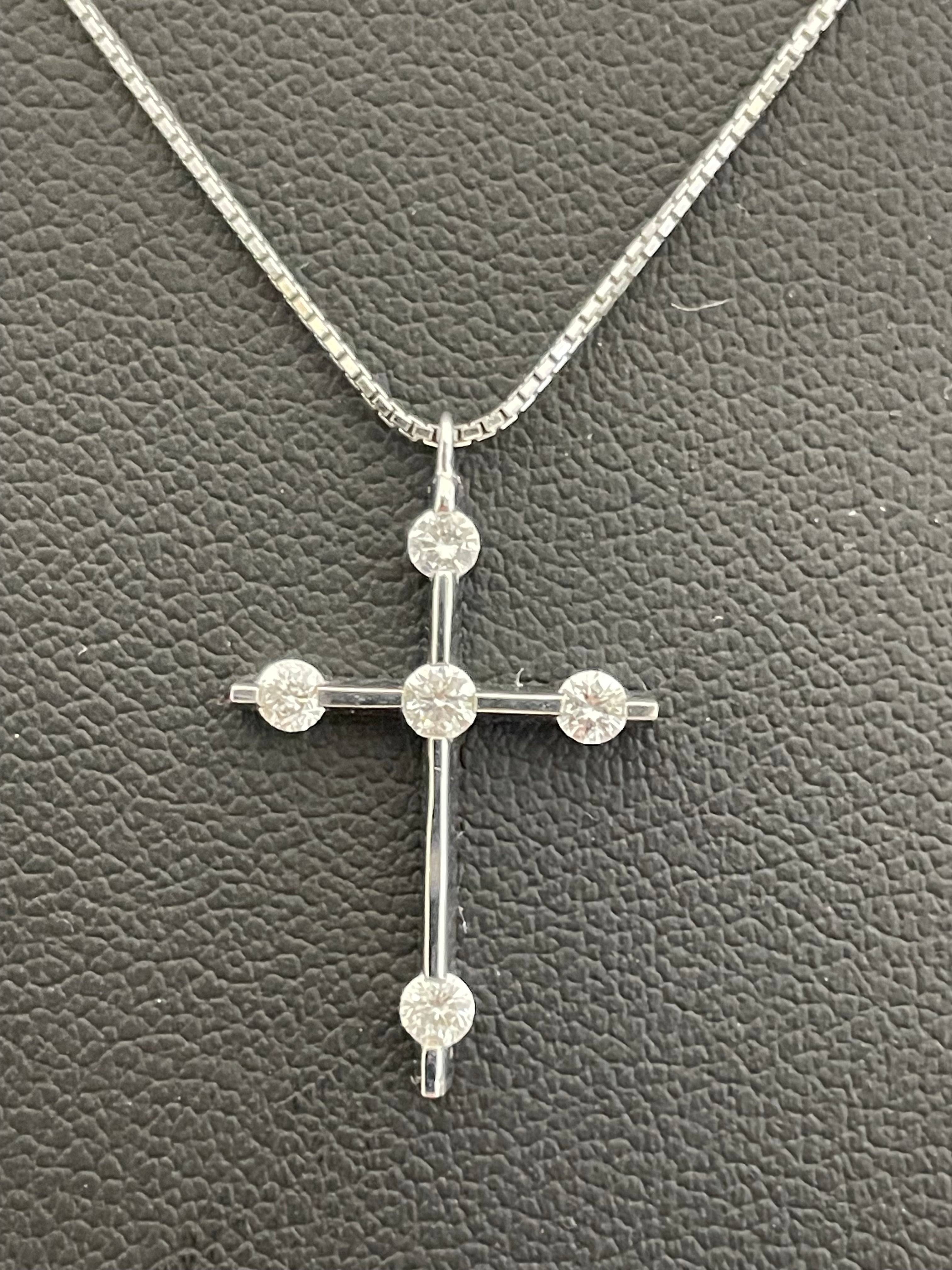 ノンブランド _K18WGダイヤモンド _クロスネックレス _中古品