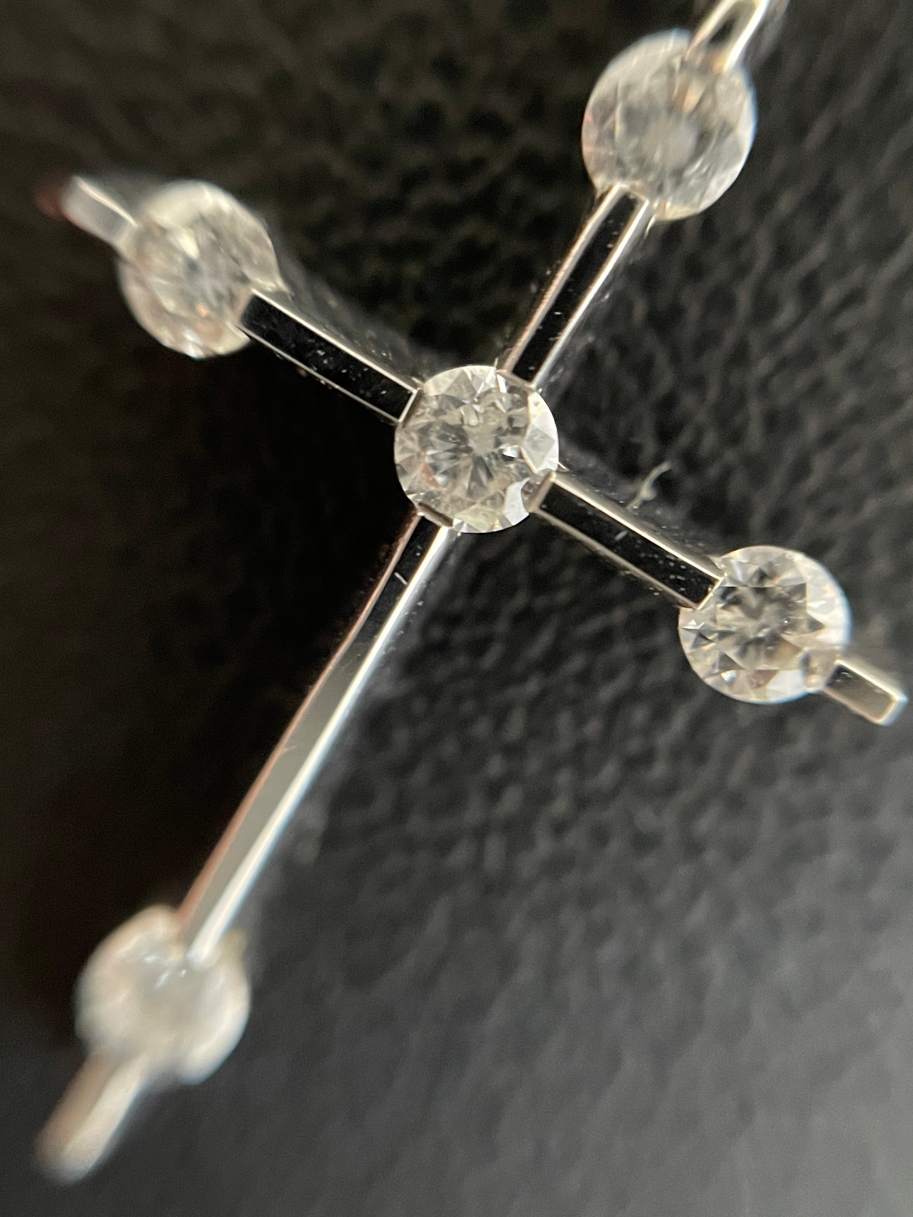 ノンブランド _K18WGダイヤモンド _クロスネックレス _中古品