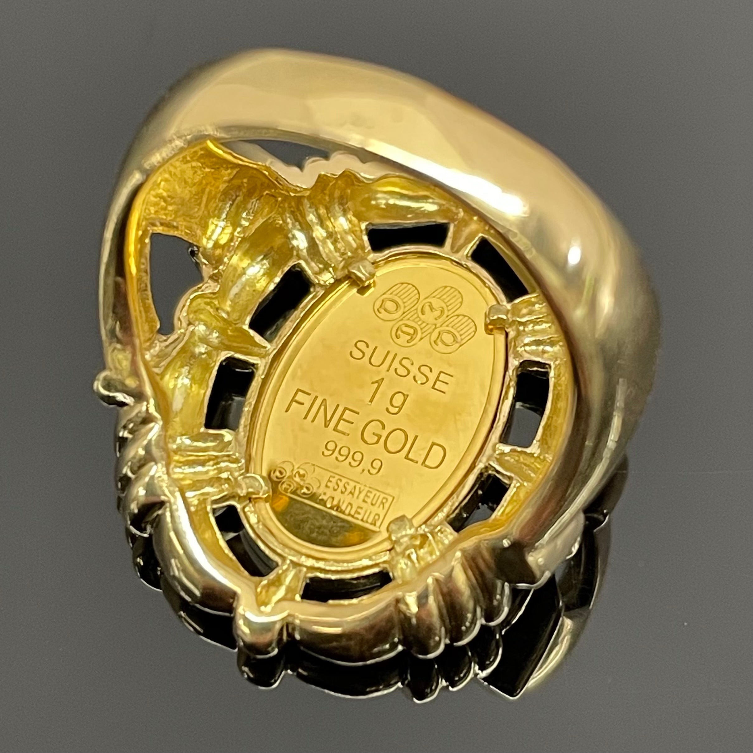 【送料無料】_ ノンブランド_ K18リング_ MARIA純金コイン入り _中古品