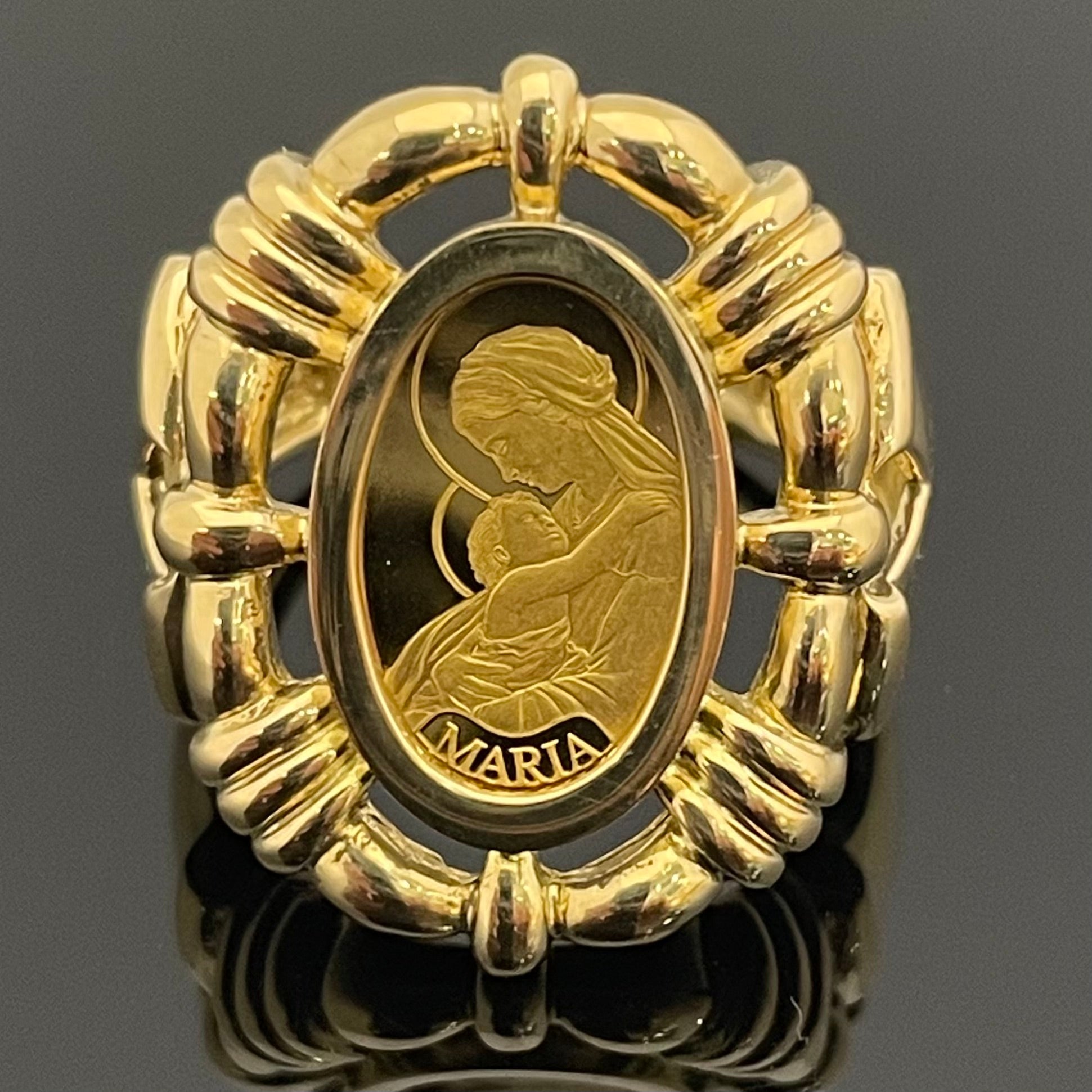 【送料無料】_ ノンブランド_ K18リング_ MARIA純金コイン入り _中古品