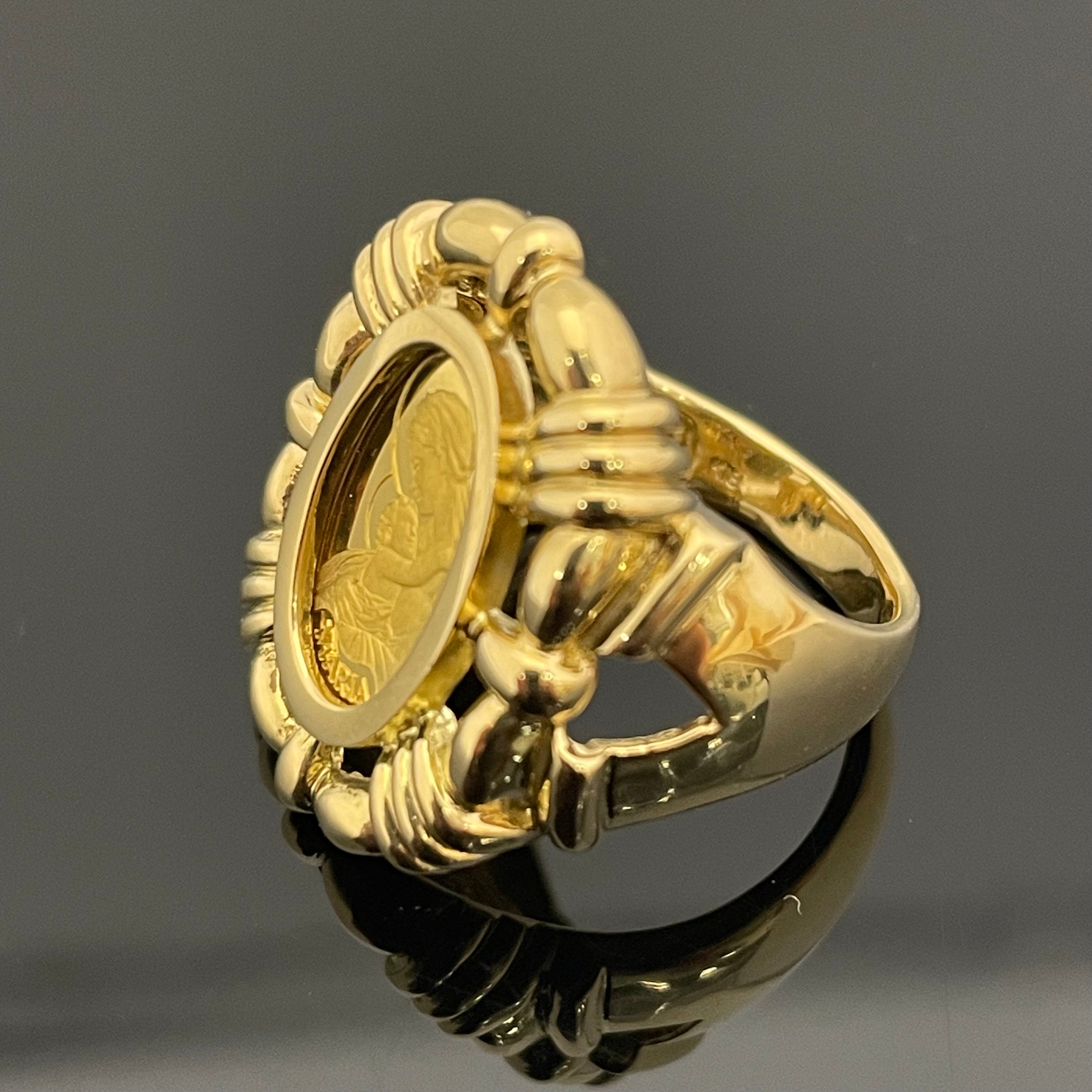 【送料無料】_ ノンブランド_ K18リング_ MARIA純金コイン入り _中古品