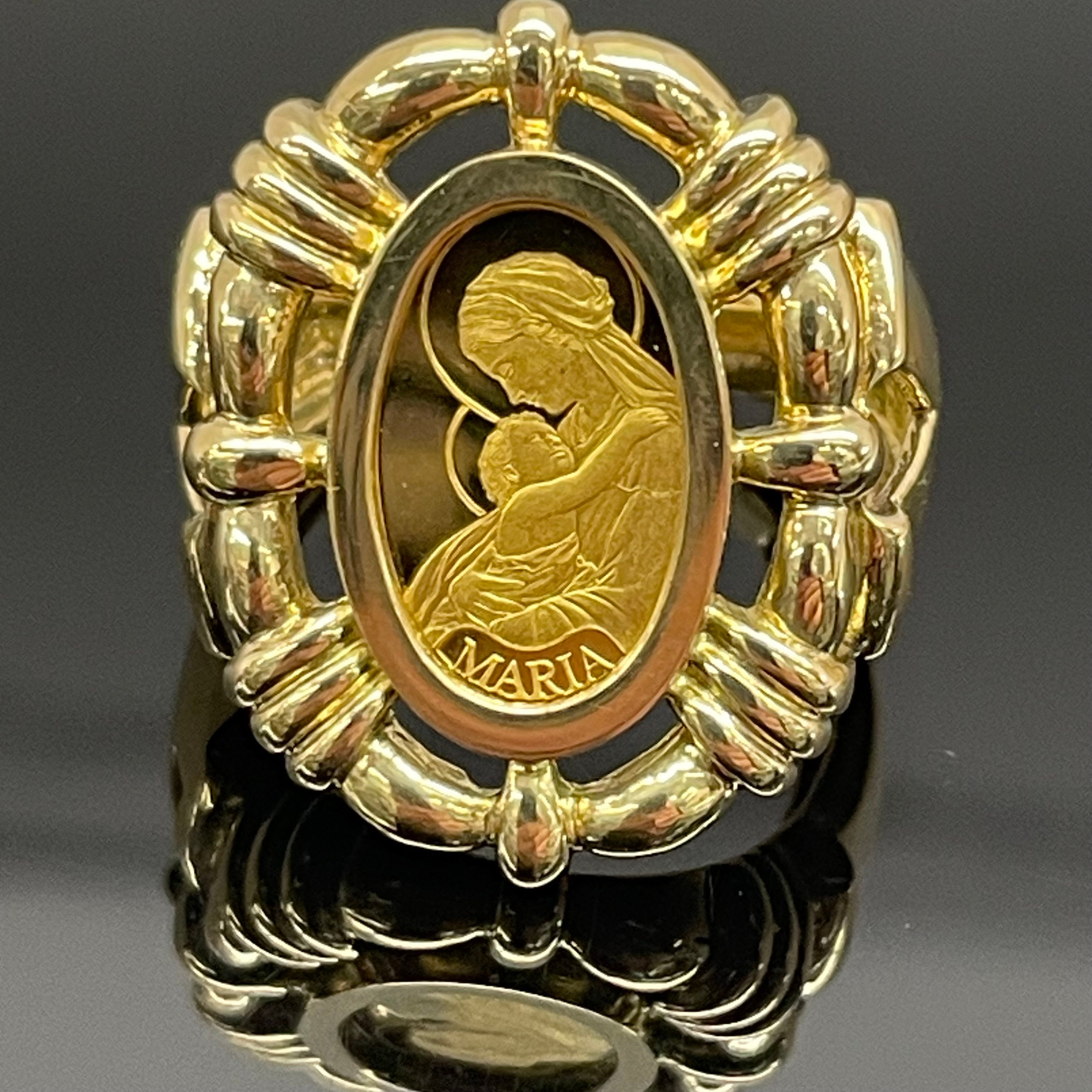 【送料無料】_ ノンブランド_ K18リング_ MARIA純金コイン入り _中古品