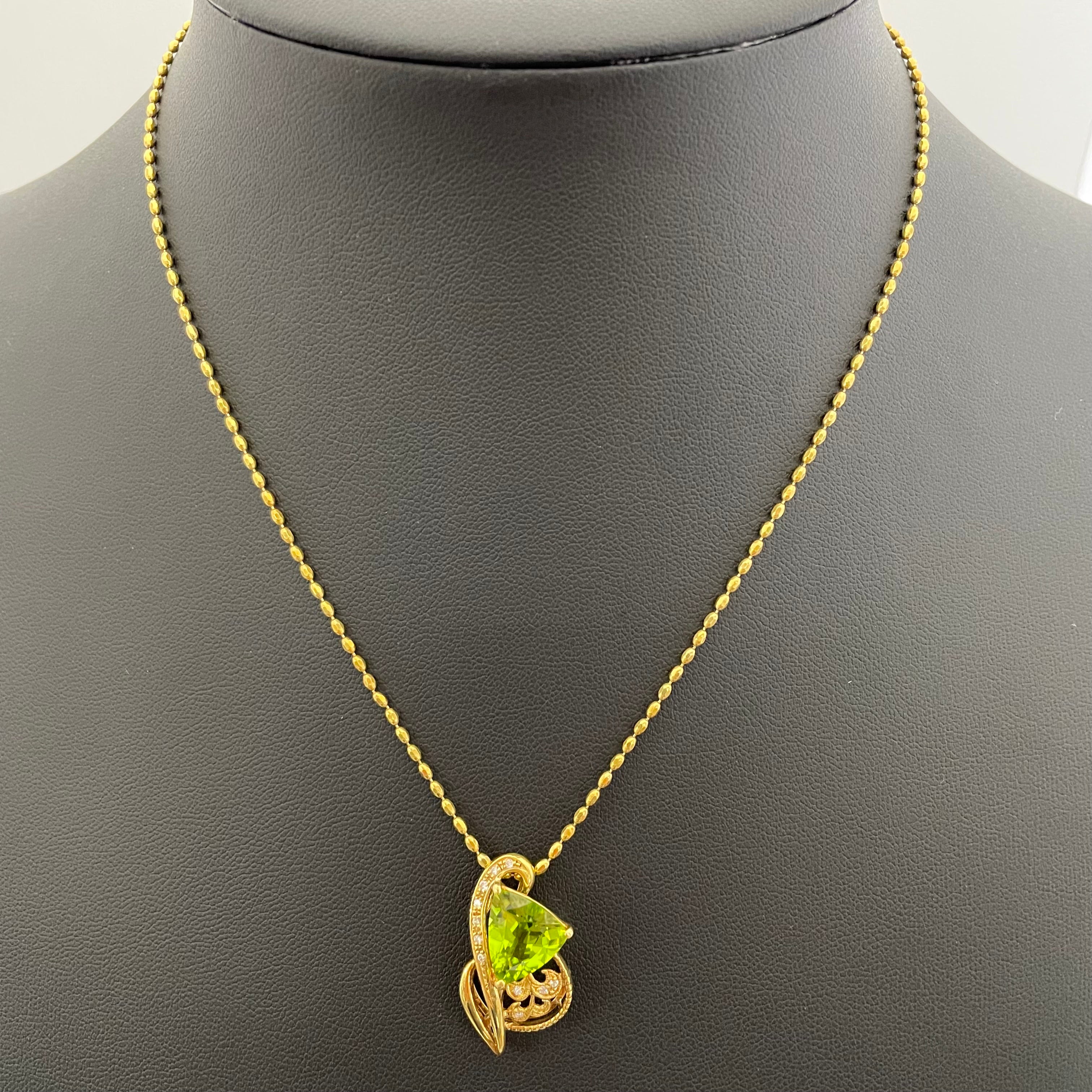 ノンブランド_ K18ネックレス_ ペリドット3.91ct/FD 0.09ct _中古品
