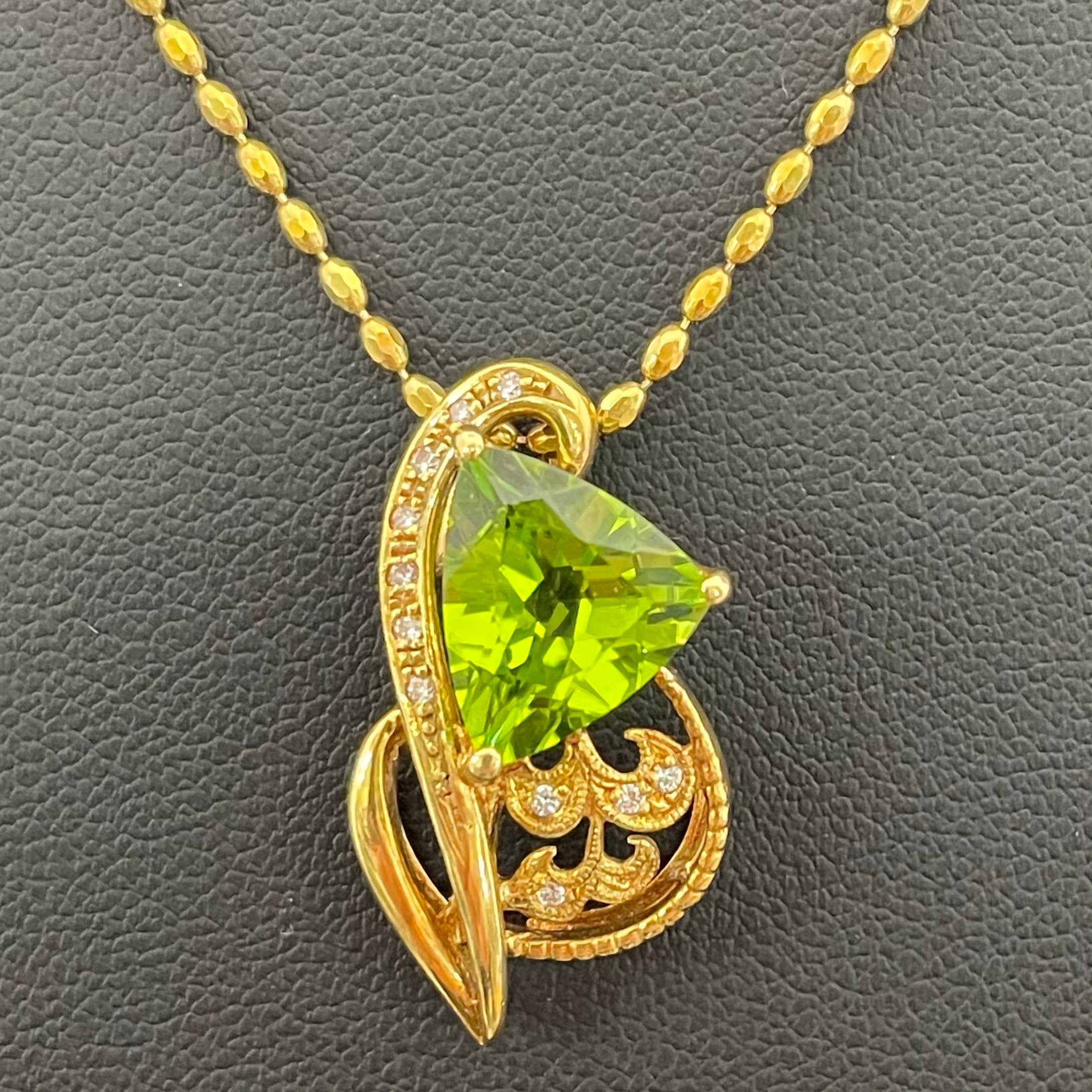 ノンブランド_ K18ネックレス_ ペリドット3.91ct/FD 0.09ct _中古品