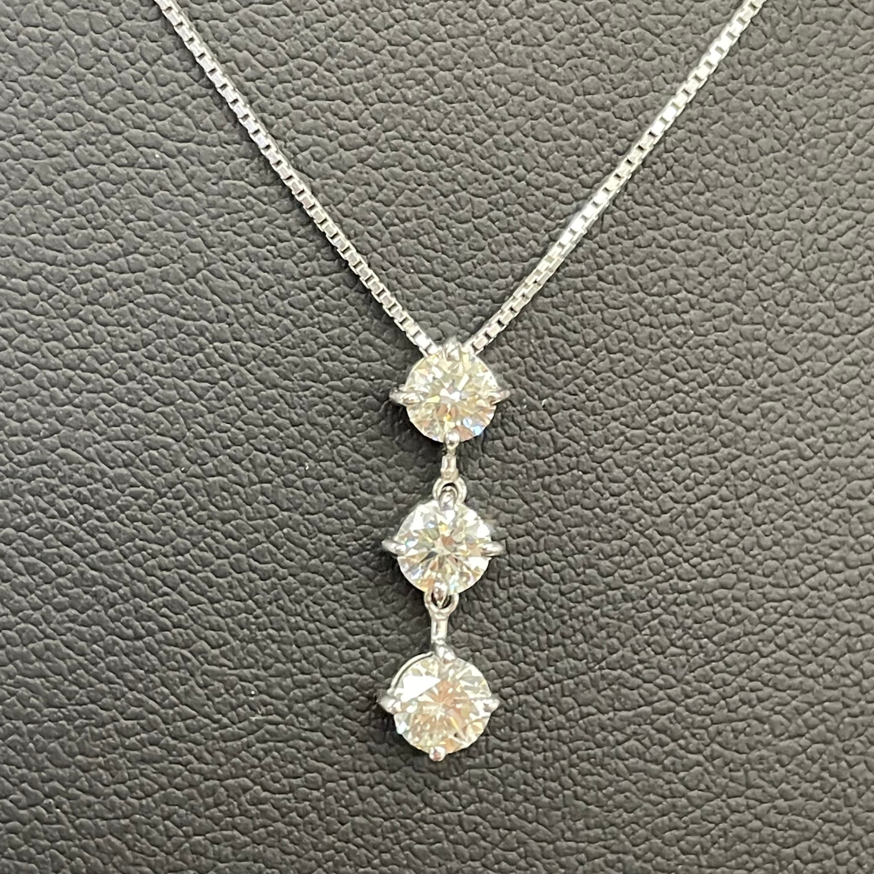 ノンブランド_ K18WGネックレス _ダイヤモンド1.0ct付き _中古品