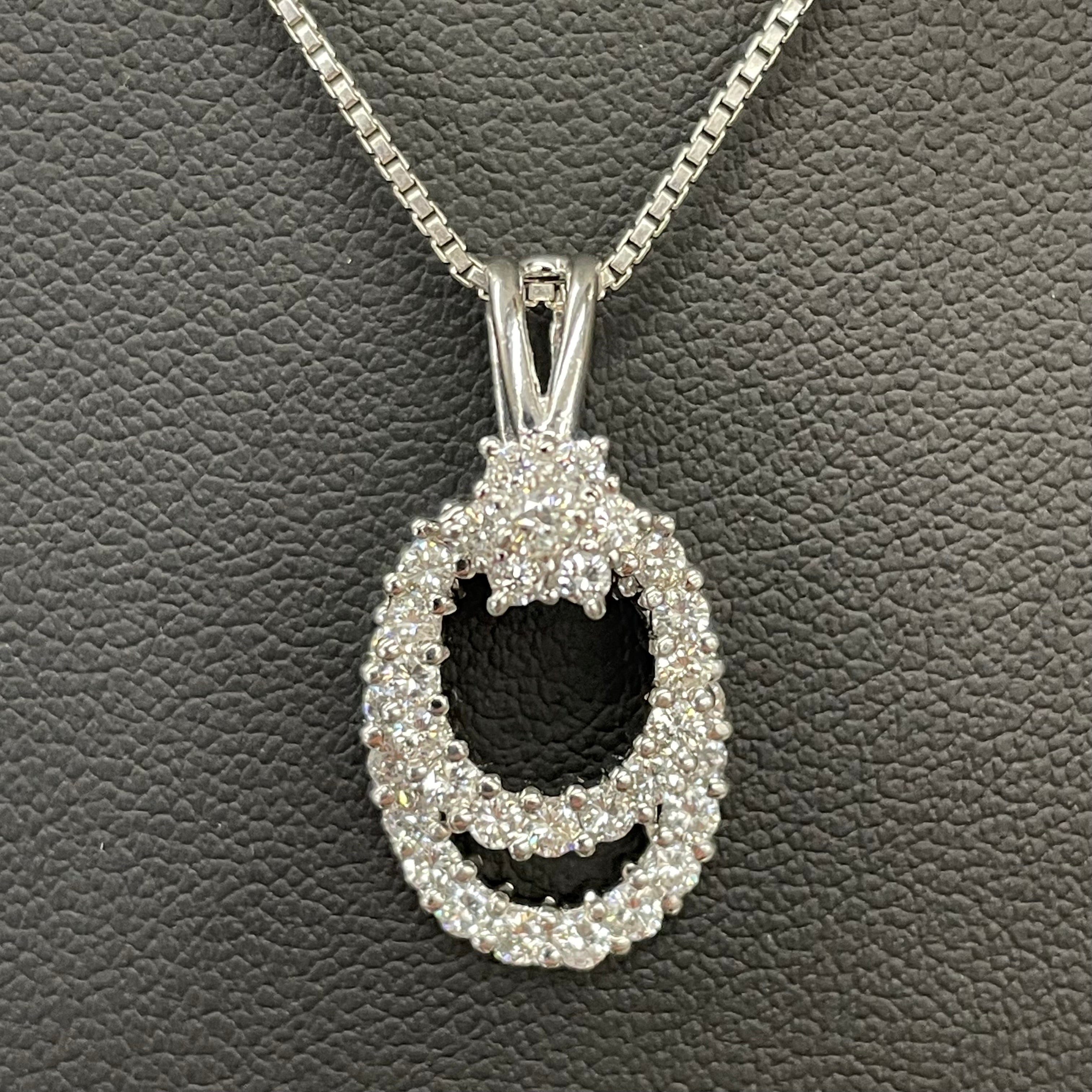 ノンブランド_ Pt900/850ネックレス_ ダイヤモンド1.0ct_スイングペンダント _中古品