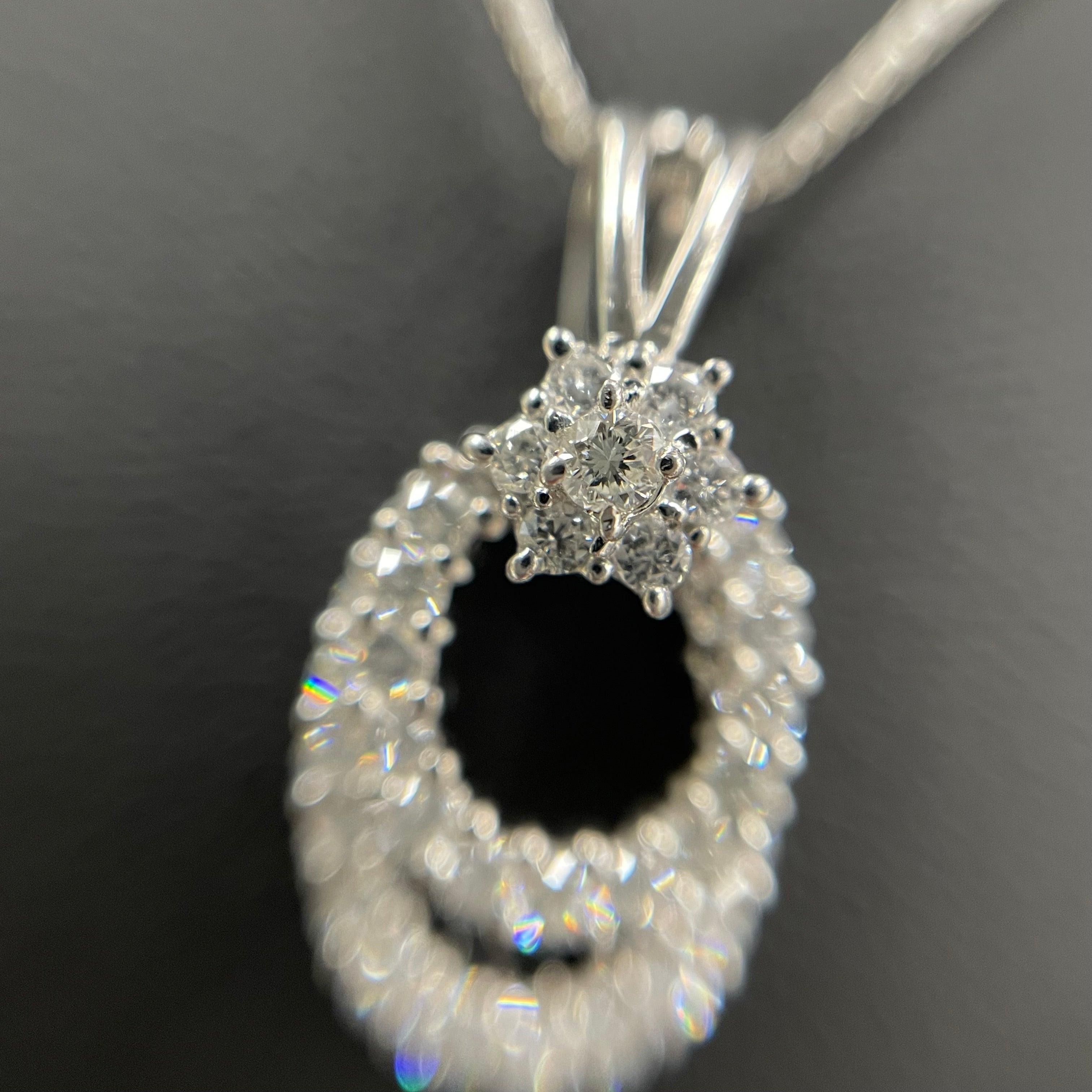 ノンブランド_ Pt900/850ネックレス_ ダイヤモンド1.0ct_スイングペンダント _中古品