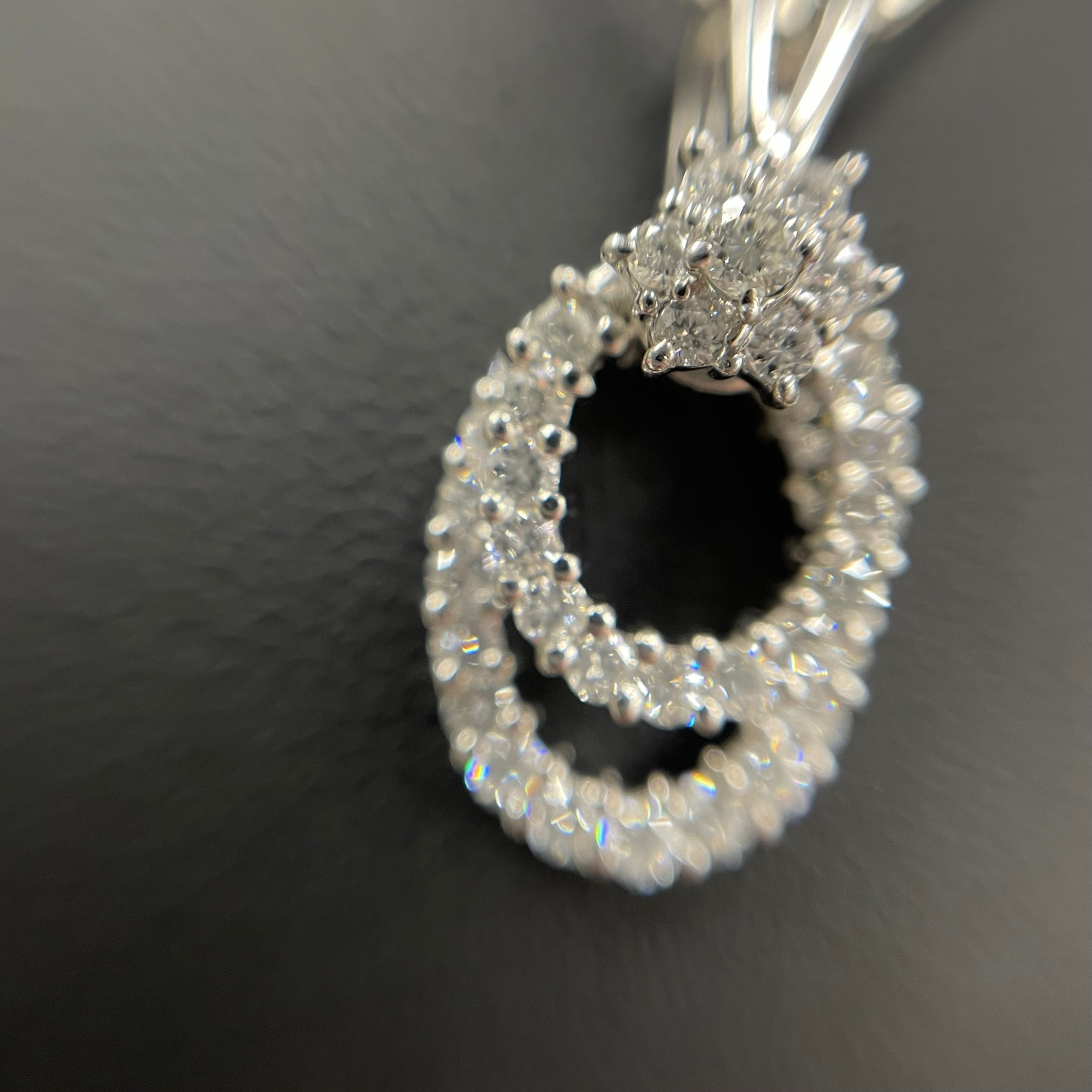 ノンブランド_ Pt900/850ネックレス_ ダイヤモンド1.0ct_スイングペンダント _中古品