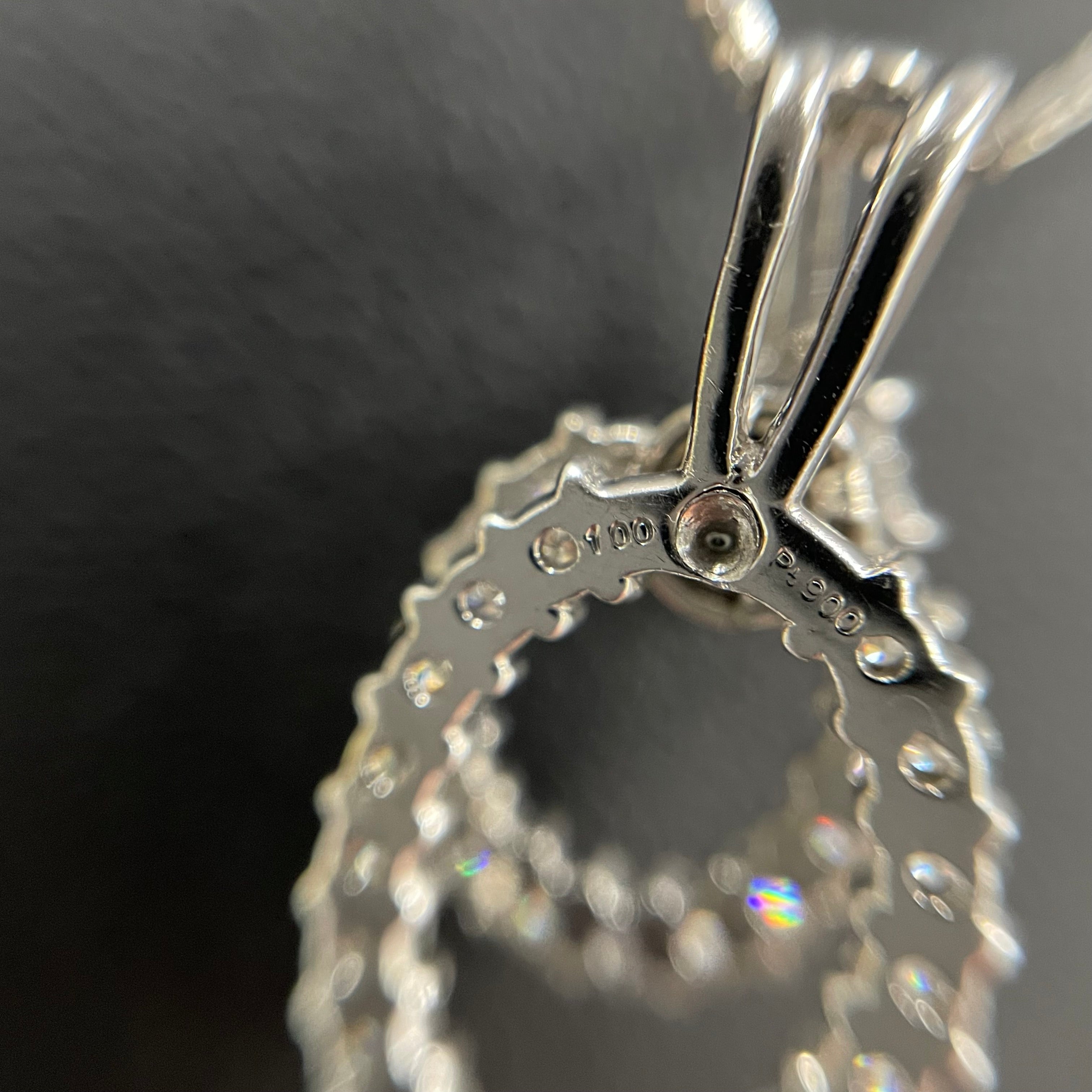 ノンブランド_ Pt900/850ネックレス_ ダイヤモンド1.0ct_スイングペンダント _中古品