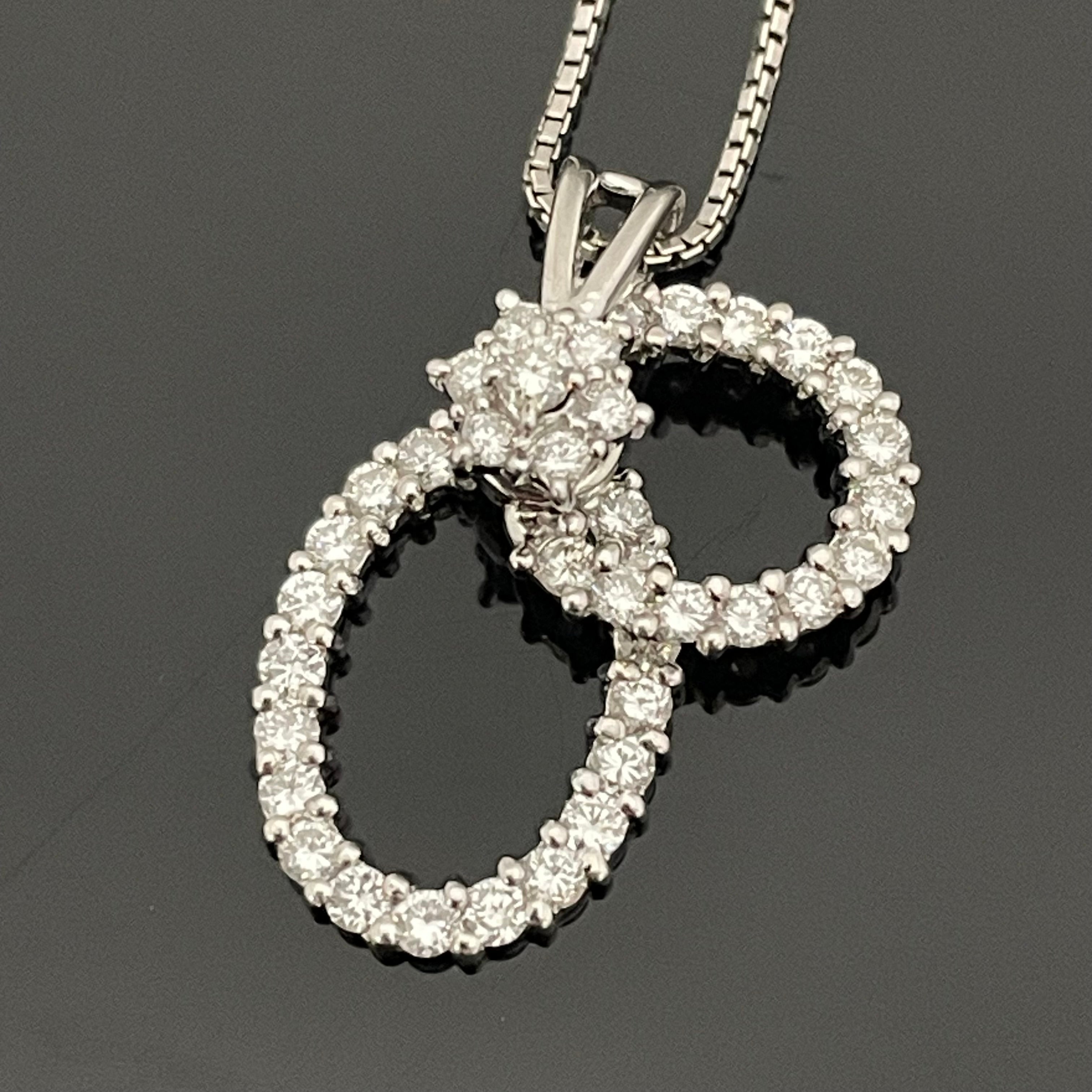 ノンブランド_ Pt900/850ネックレス_ ダイヤモンド1.0ct_スイングペンダント _中古品