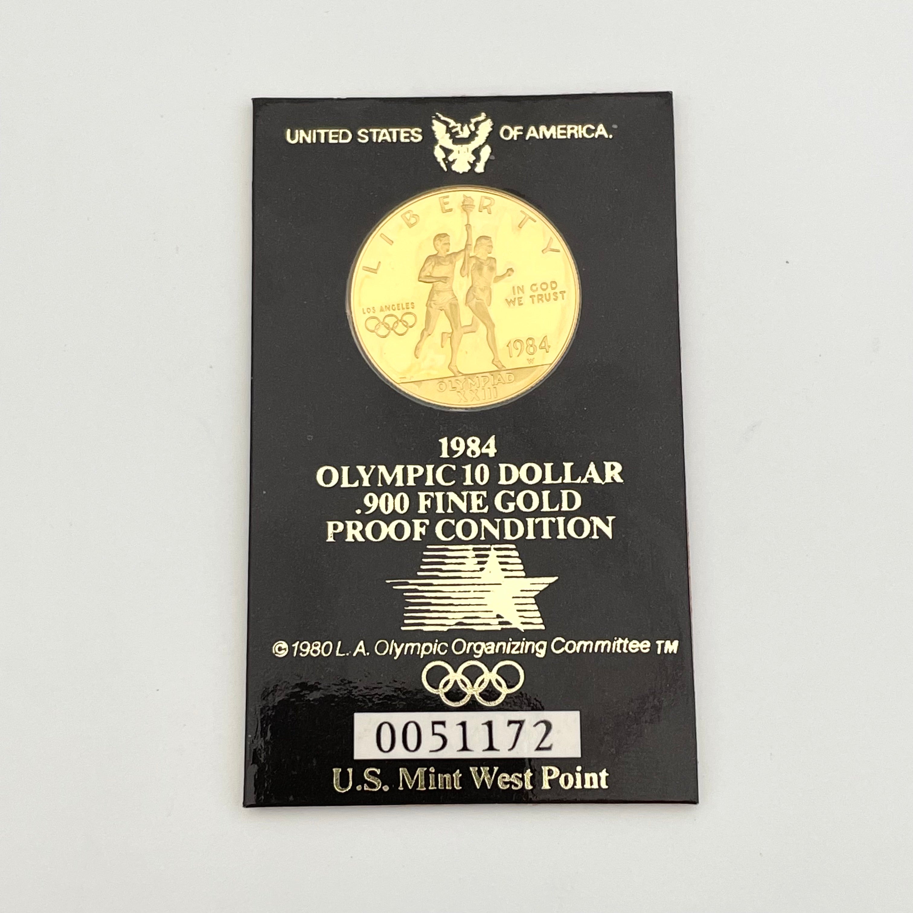 【送料無料】_ 1984年_ロサンゼルスオリンピック記念_10ドル プルーフ金貨 16.718g_ 未使用品