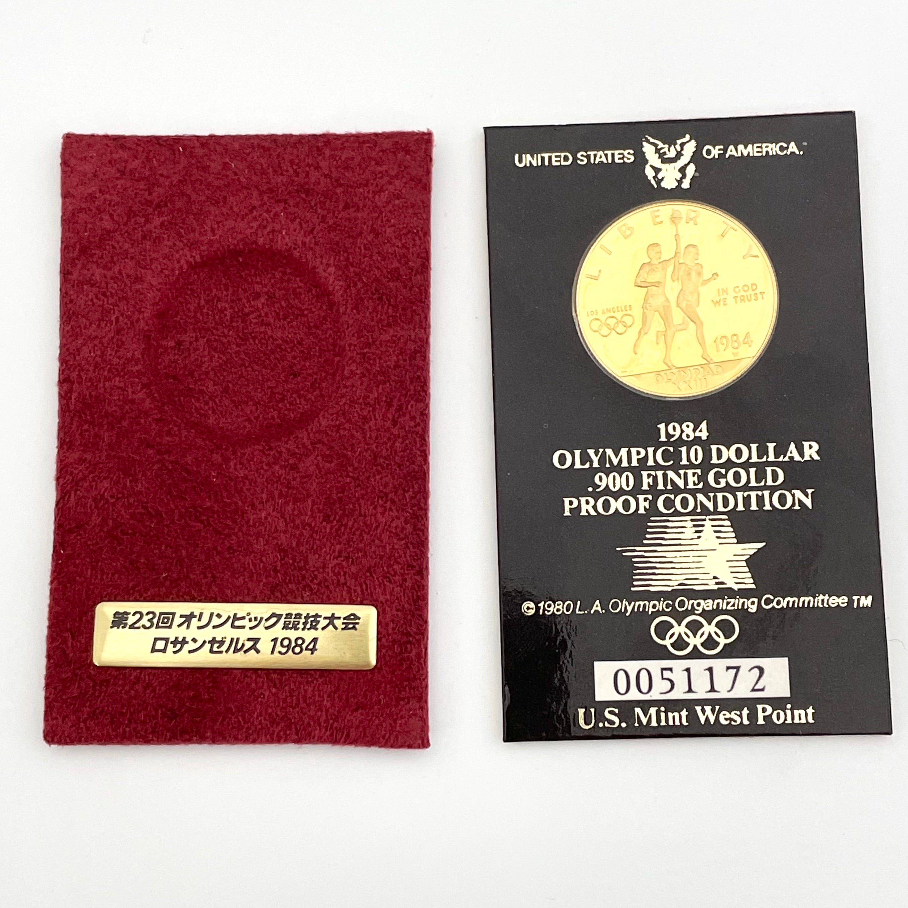 【送料無料】_ 1984年_ロサンゼルスオリンピック記念_10ドル プルーフ金貨 16.718g_ 未使用品