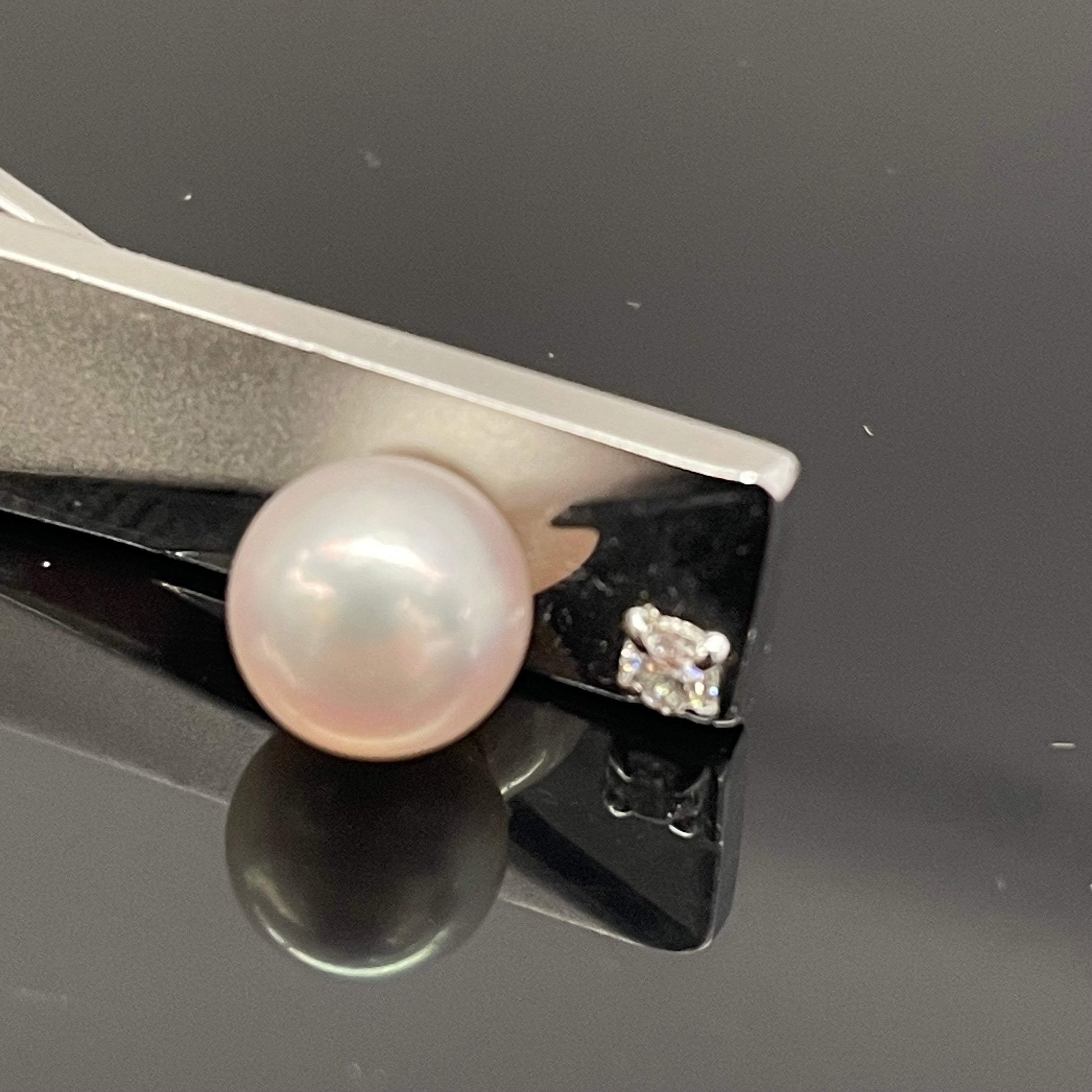 TASAKI_(田崎)_真珠タイピン&カフス set_ ダイヤ付き_中古品