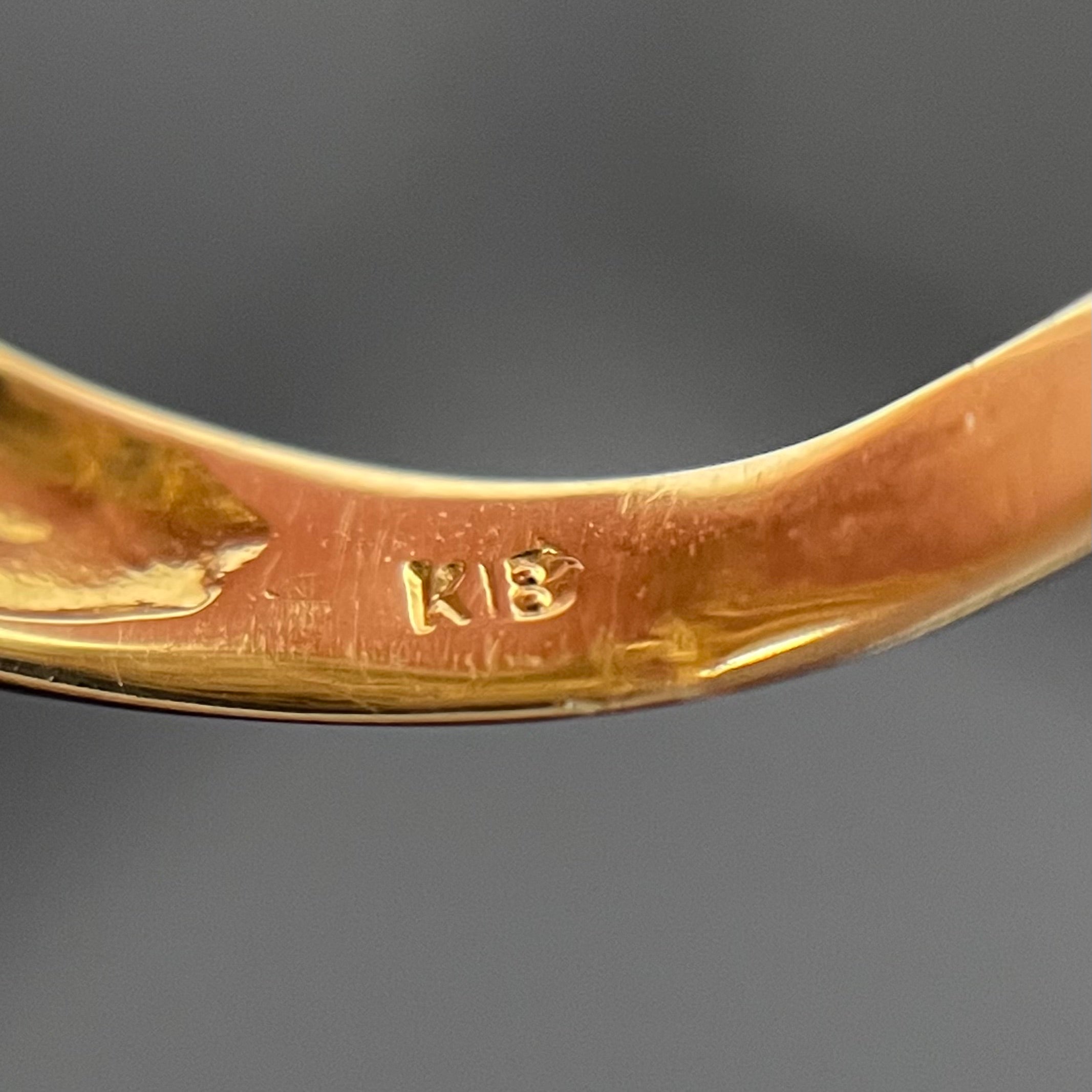 【送料無料】_ ノンブランド_ K18スワンモチーフリング _ルビー/ダイヤモンド付き_中古品