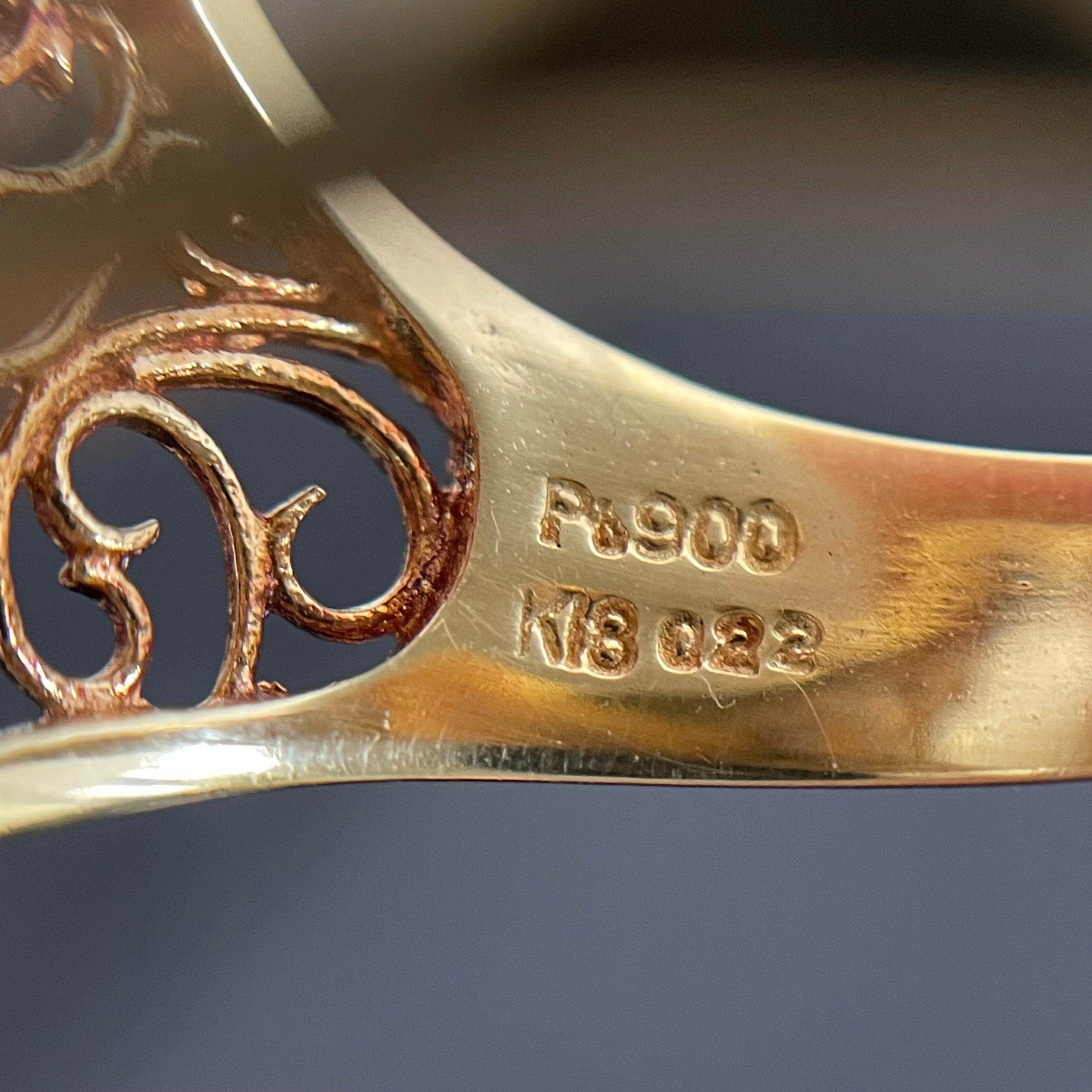 ノンブランド_ K18/Pt900_ スワンモチーフリング _ルビー/ダイヤモンド入り _中古品