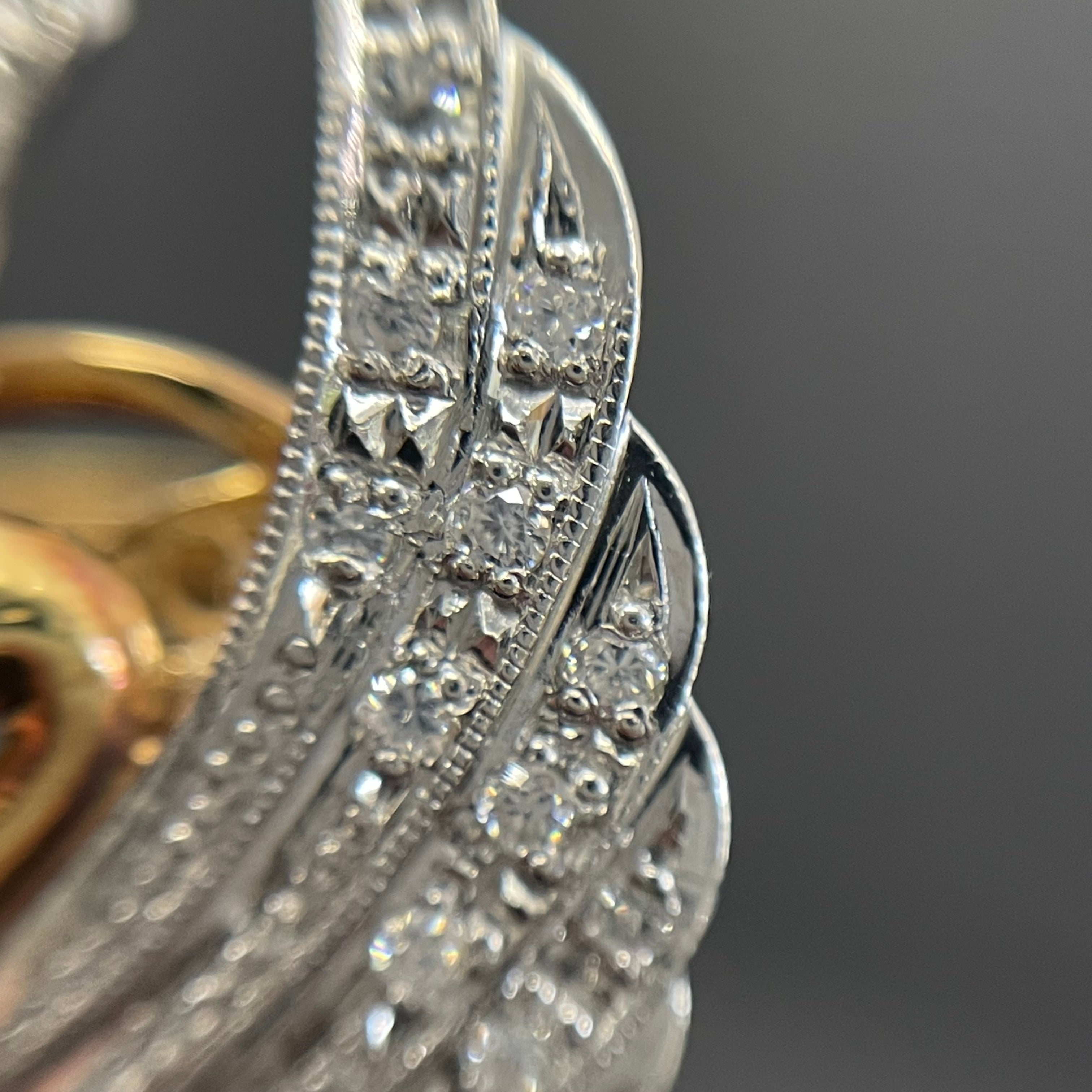 ノンブランド_ K18/Pt900_ スワンモチーフリング _ルビー/ダイヤモンド入り _中古品