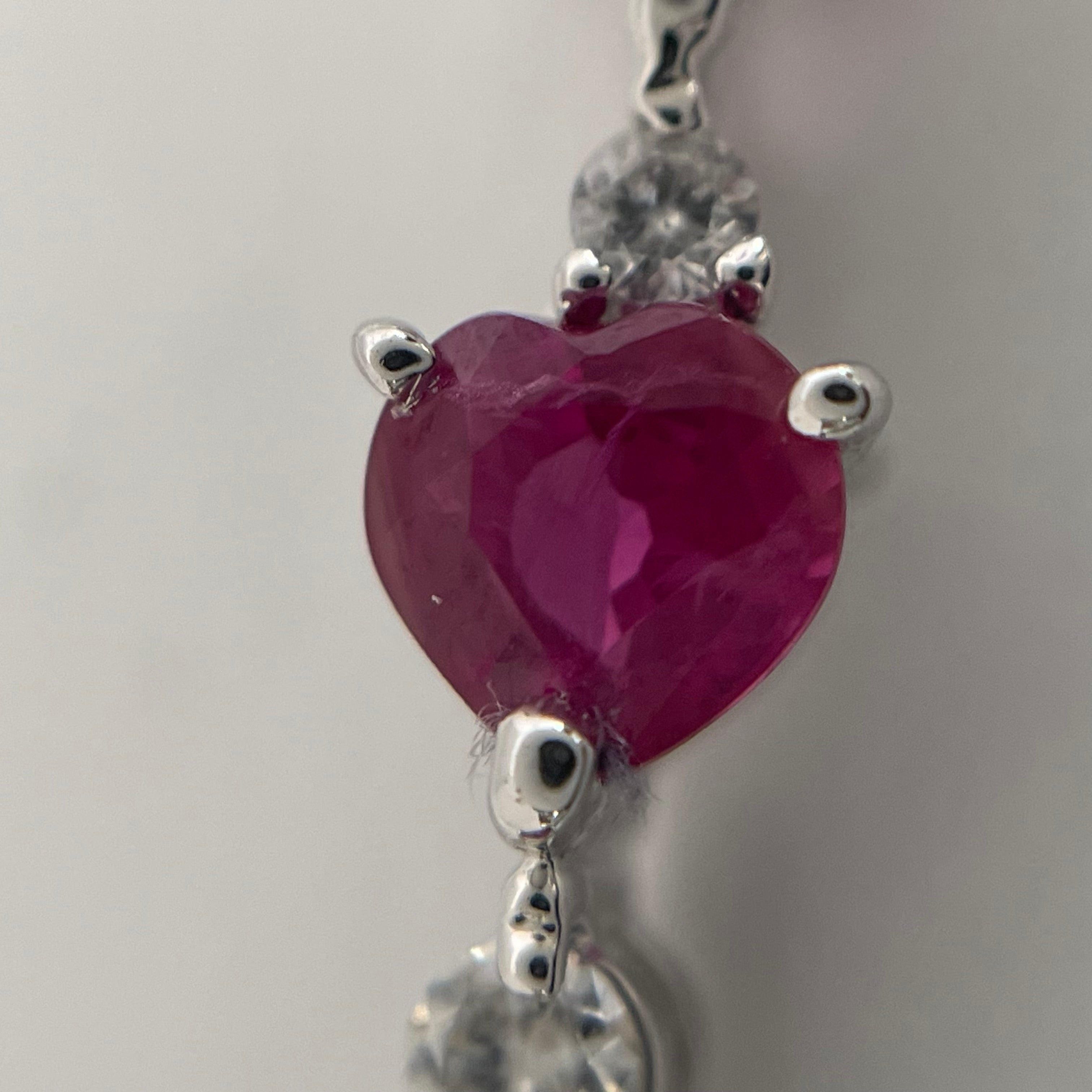 ノンブランド _K18WGネックレス_ ルビー1.53/ダイヤ0.07ct _中古品