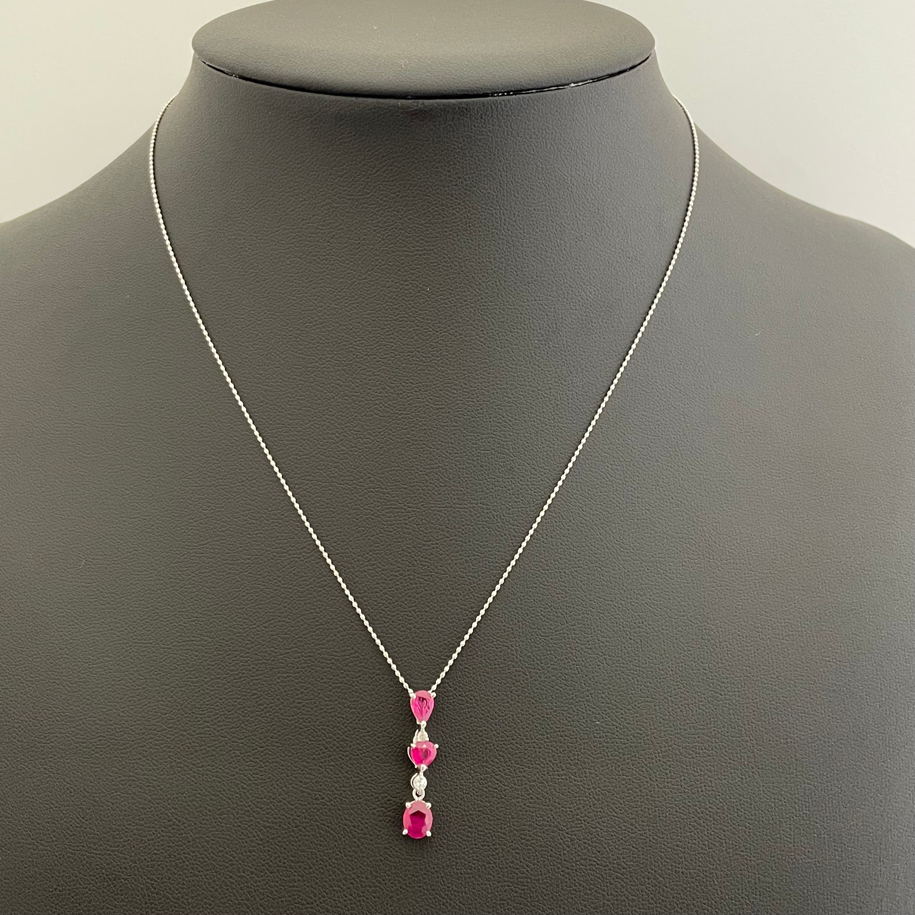 ノンブランド _K18WGネックレス_ ルビー1.53/ダイヤ0.07ct _中古品