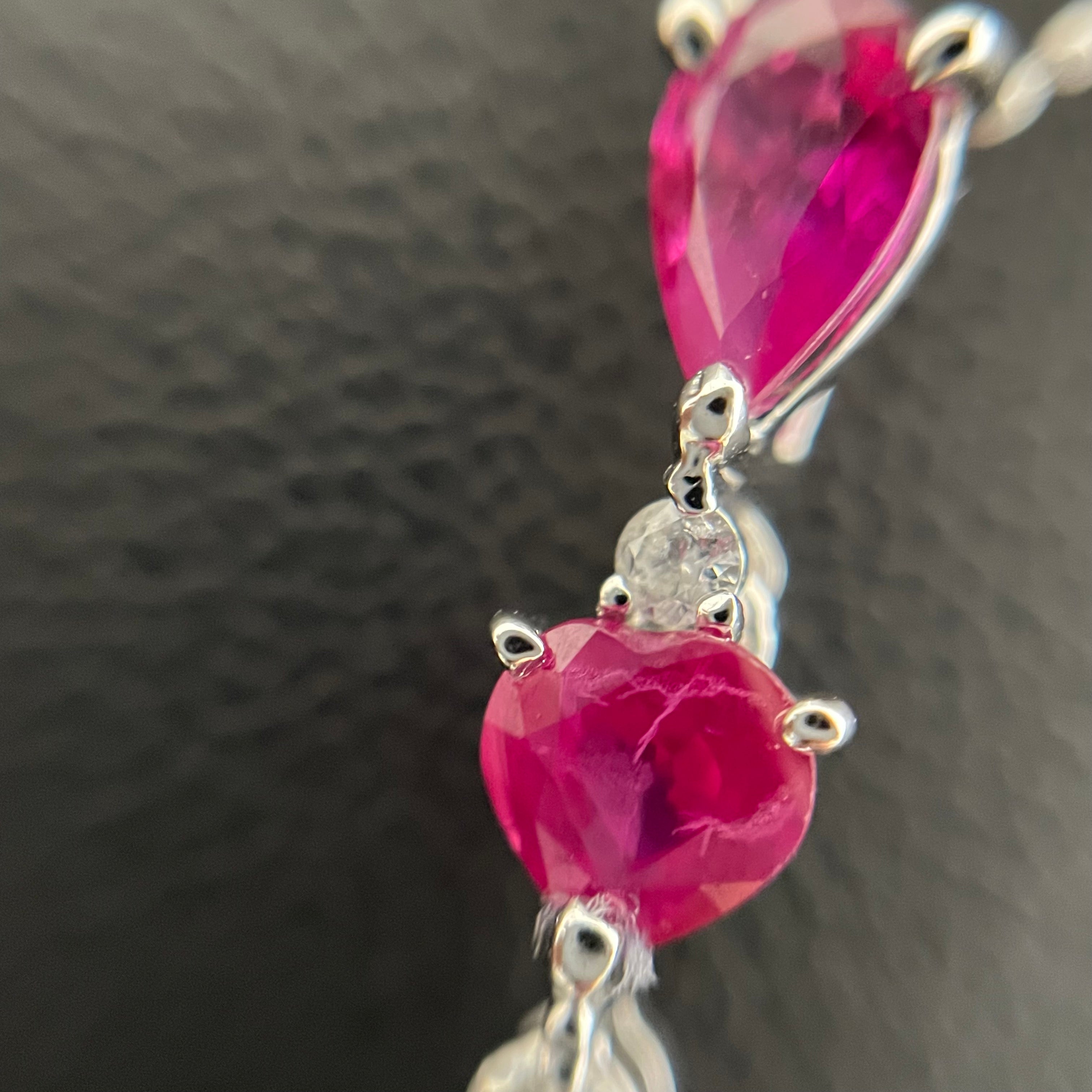 ノンブランド _K18WGネックレス_ ルビー1.53/ダイヤ0.07ct _中古品