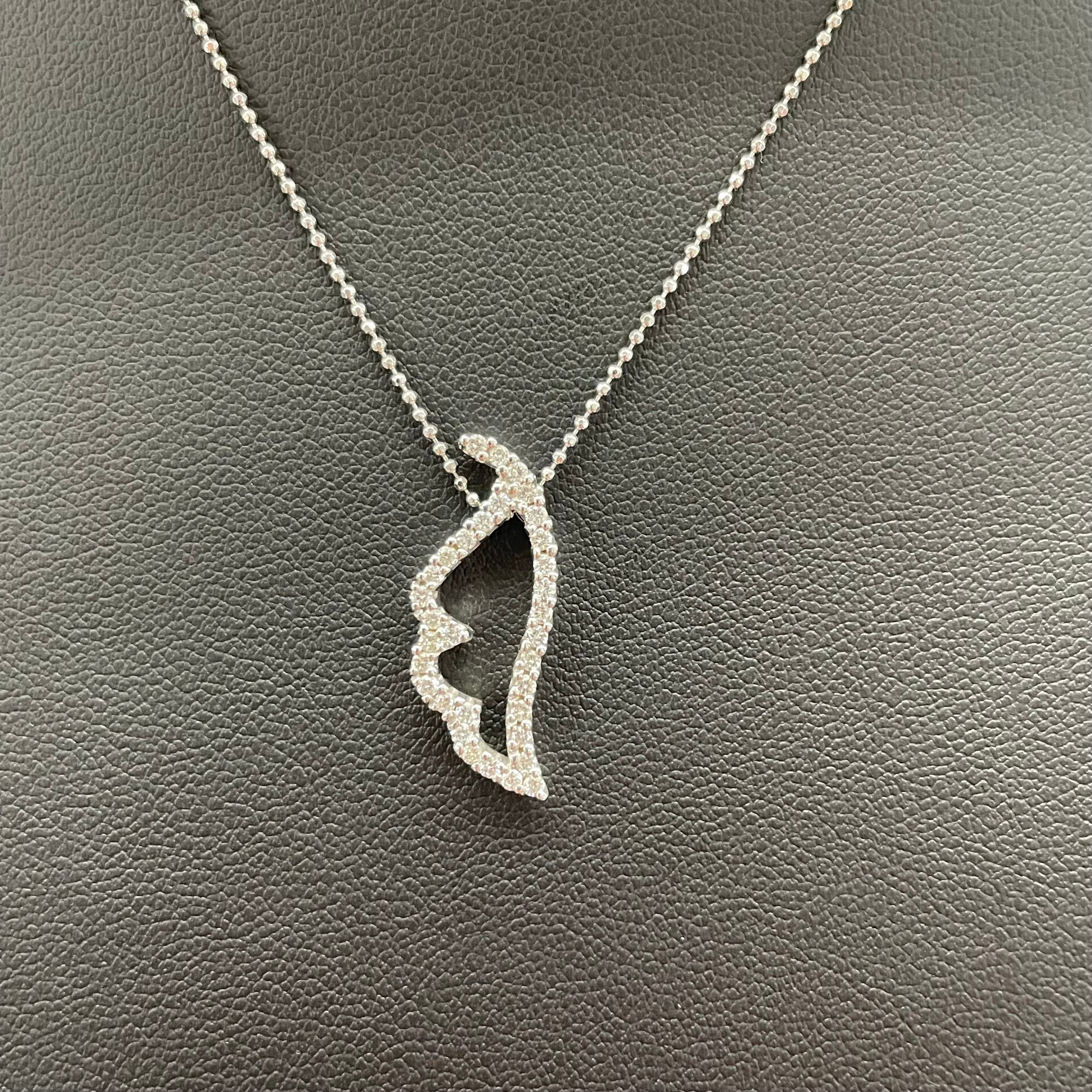 ノンブランド_ K18WGネックレス _ ダイヤモンド 0.38ct_ 中古品