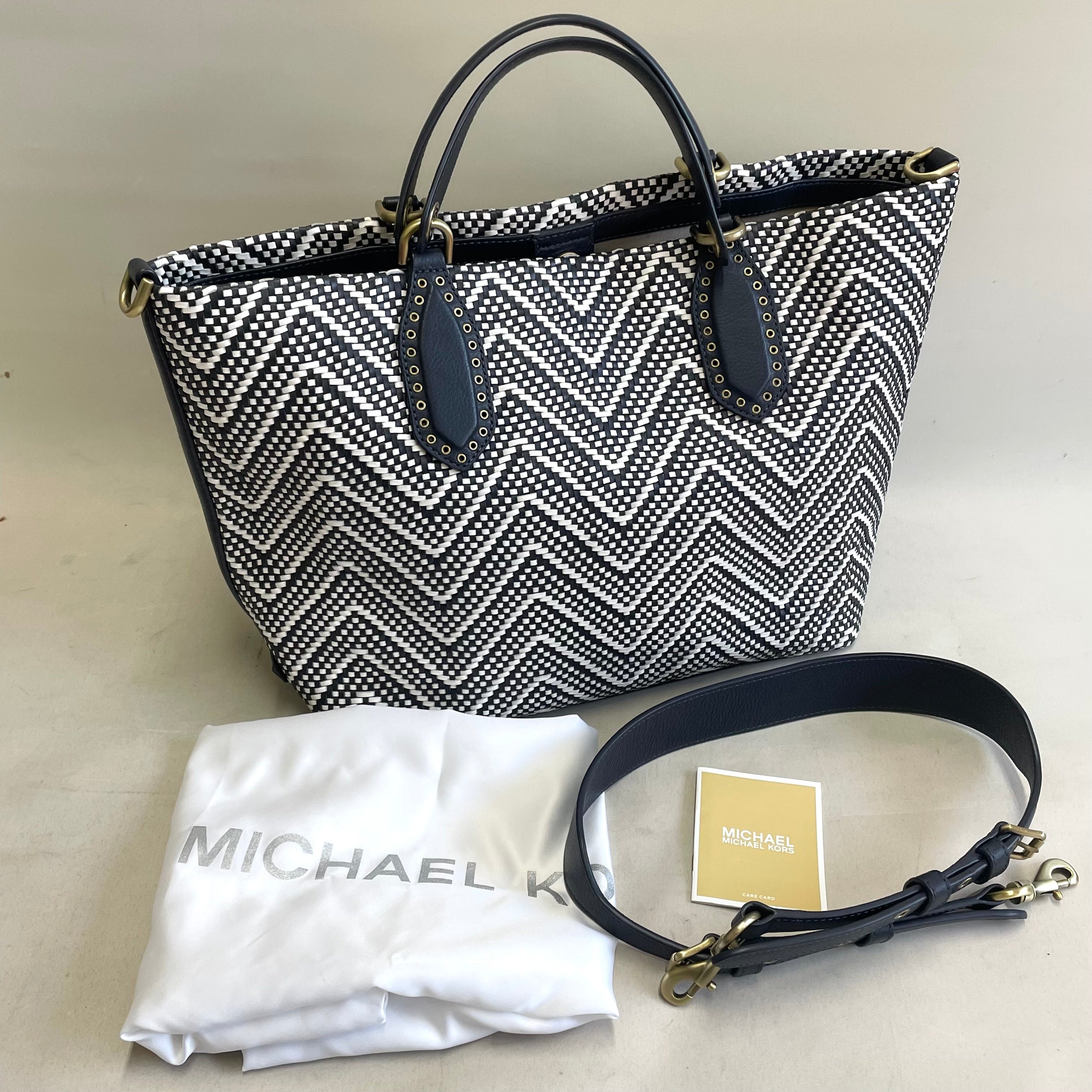 【送料無料】_ MICHAEL KORS_(マイケルコース)_2WAYバッグ _BROOKLYN LARGE _WOVEN LEATHER SATCHEL _中古品