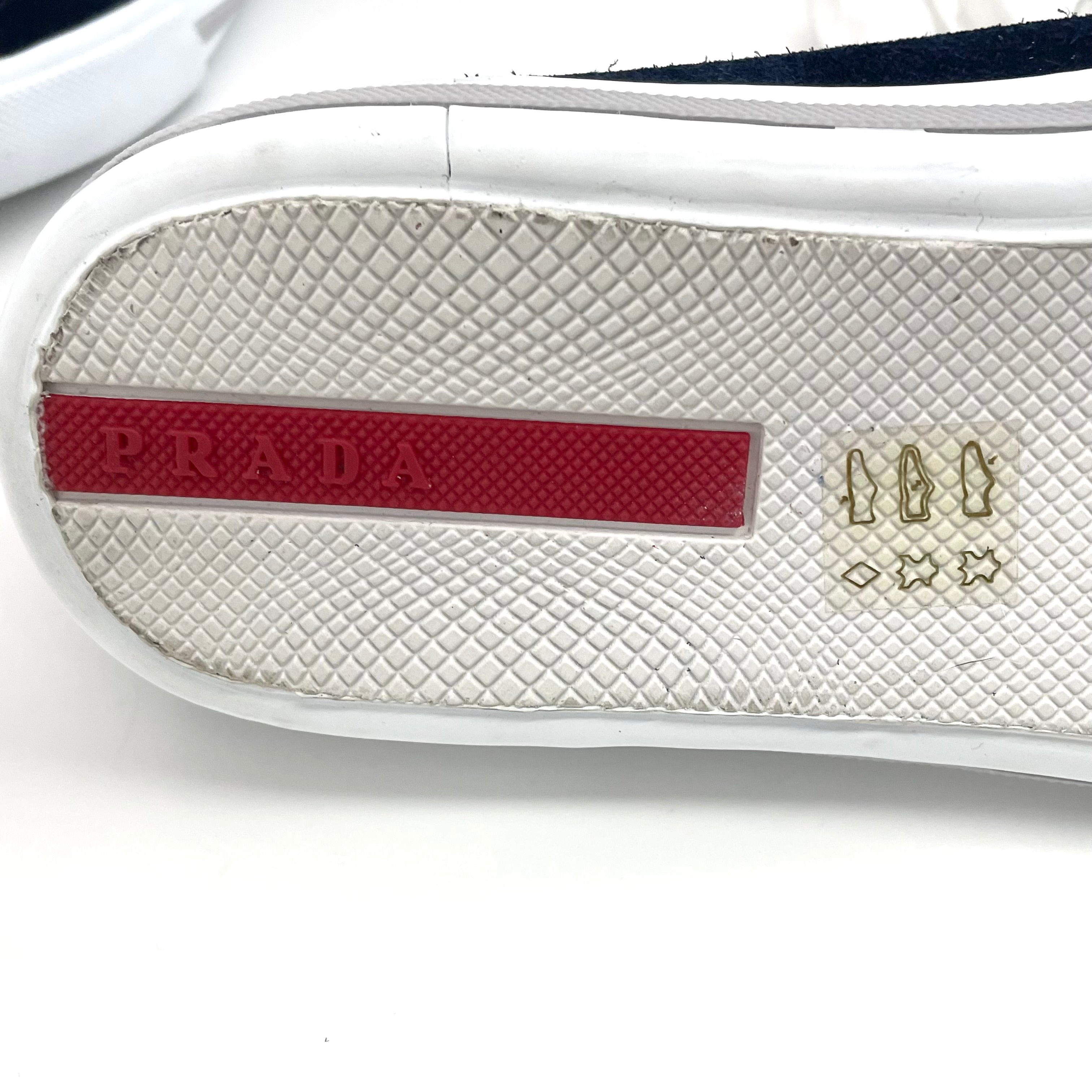 【送料無料】_ PRADA_(プラダ)_ローカット スエードスニーカー _4E2550ネイビー _サイズ7 1/2 26.5cm_ 未使用品