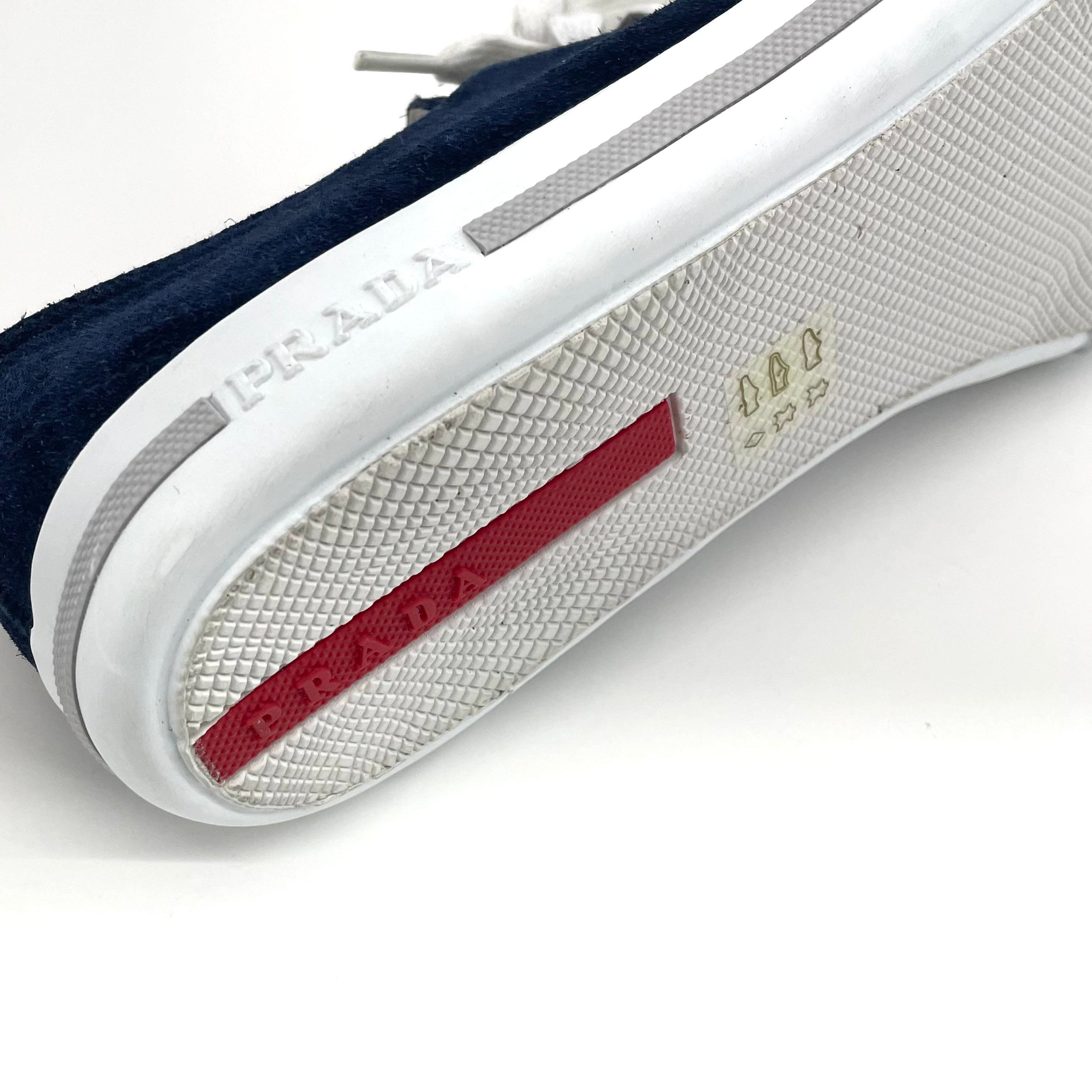 【送料無料】_ PRADA_(プラダ)_ローカット スエードスニーカー _4E2550ネイビー _サイズ7 1/2 26.5cm_ 未使用品