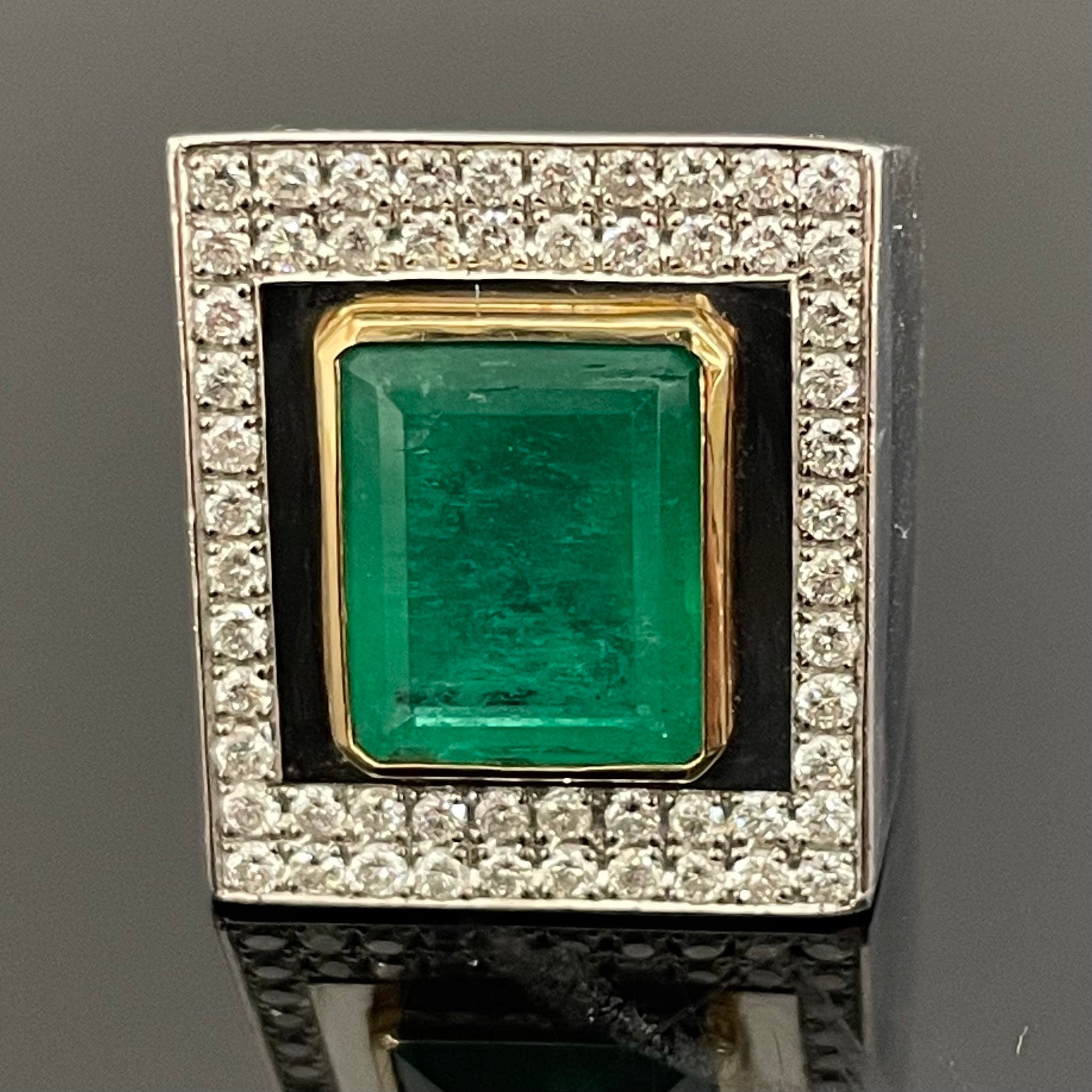 ノンブランド_Pt900/K18 _エメラルドリング_ E4.32ct/FD 0.78ct 30.8g _中古品