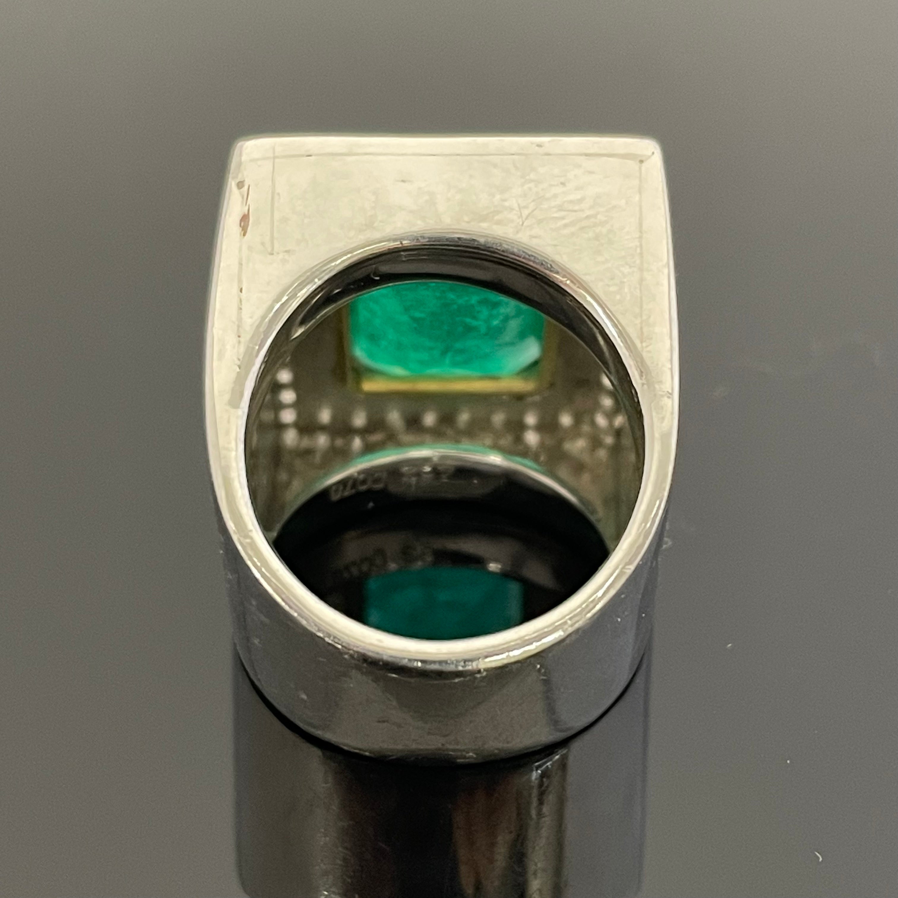 ノンブランド_Pt900/K18 _エメラルドリング_ E4.32ct/FD 0.78ct 30.8g _中古品