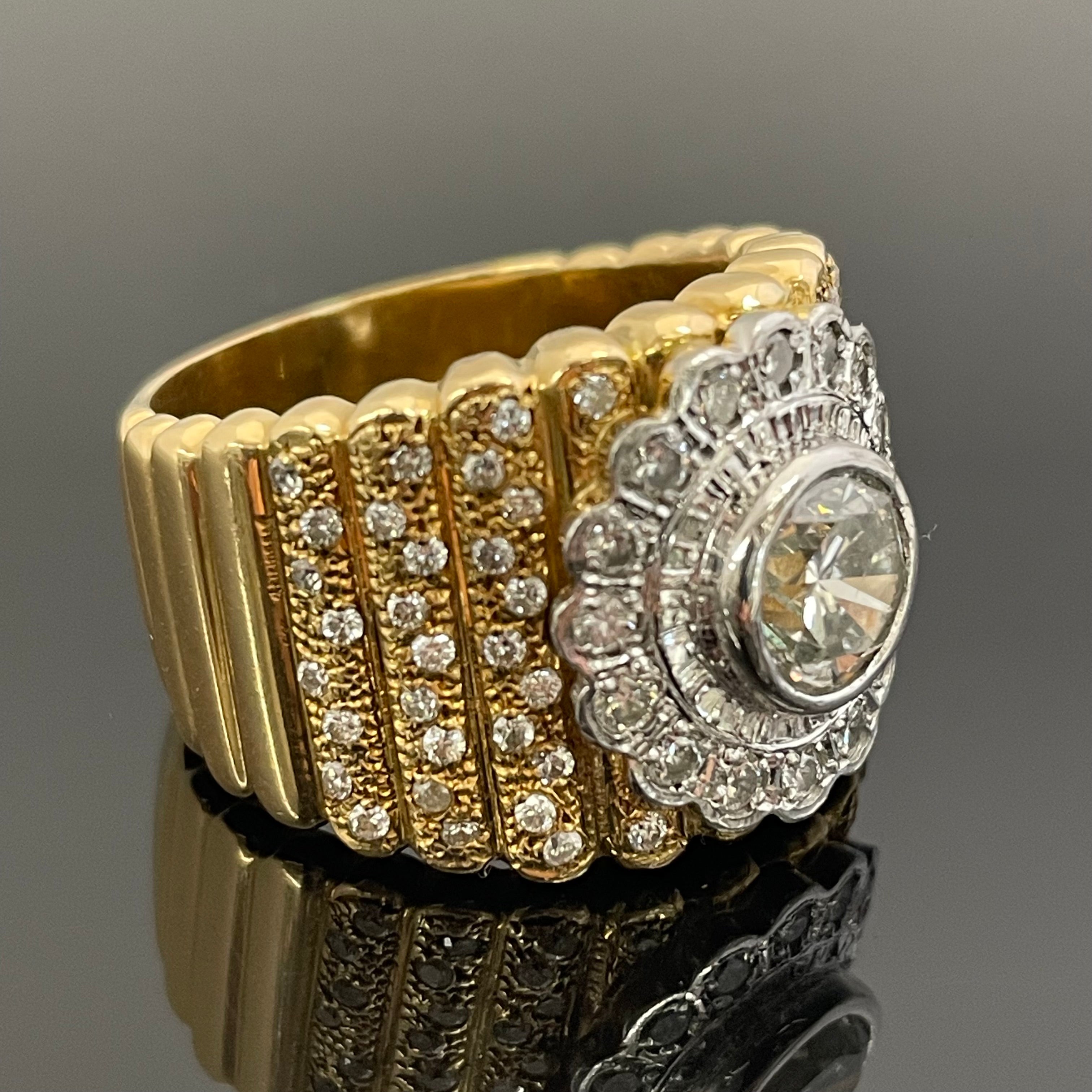 ノンブランド _K18/Pt900 _メンズ用ダイヤモンドリング _D2.012ct/FD1.2ct 37.8g_中古品