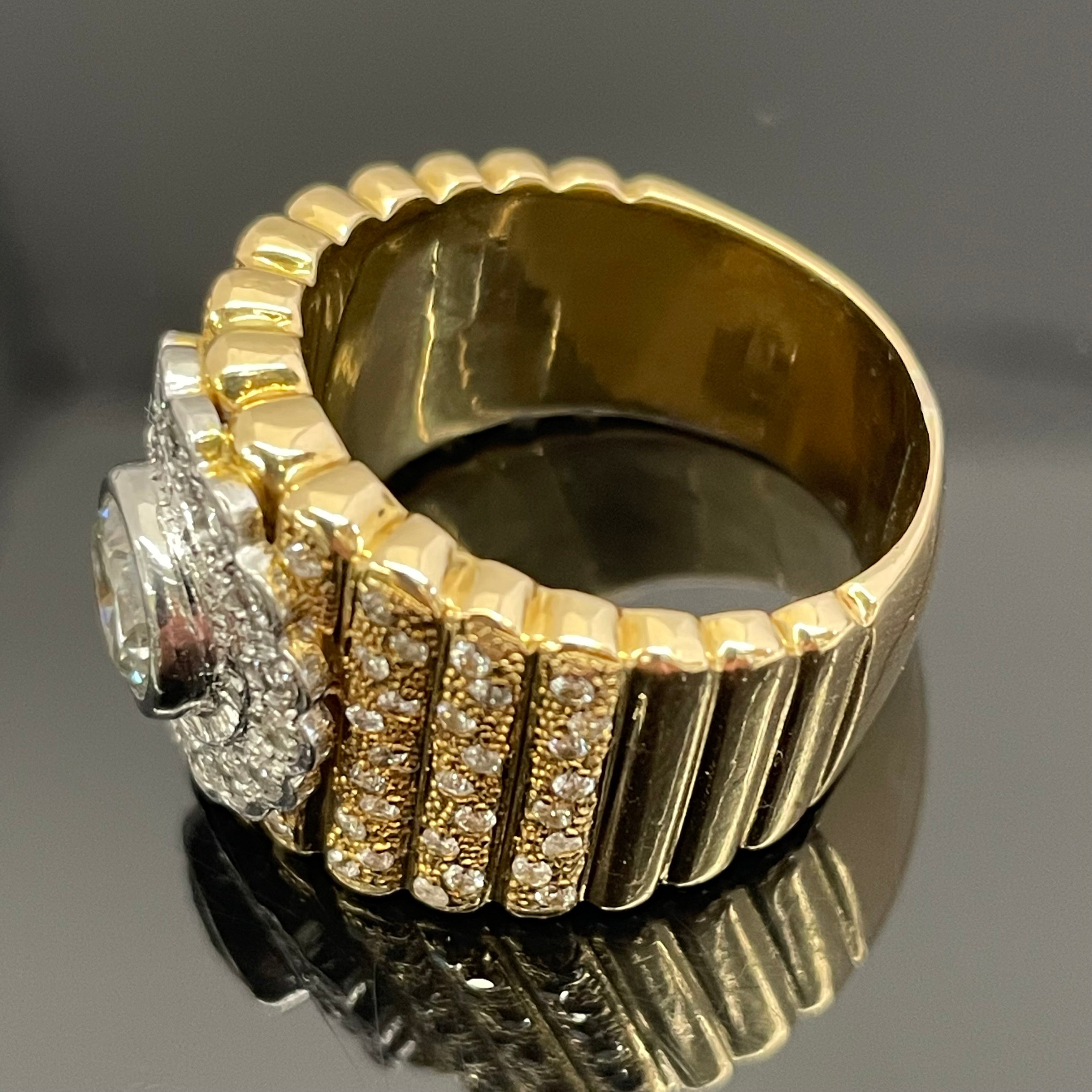 ノンブランド _K18/Pt900 _メンズ用ダイヤモンドリング _D2.012ct/FD1.2ct 37.8g_中古品