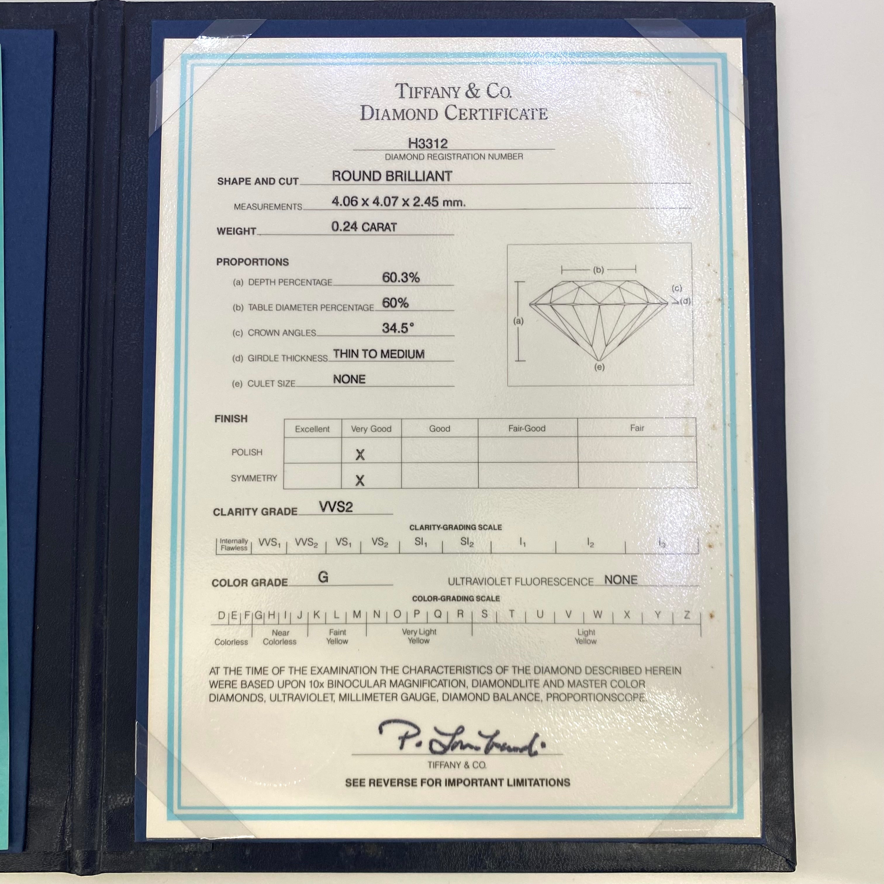 【送料無料】_TIFFANY &Co(ティファニー)_ソリティア ダイヤモンドリング_PLAT D0.24ct 2.7g_中古品