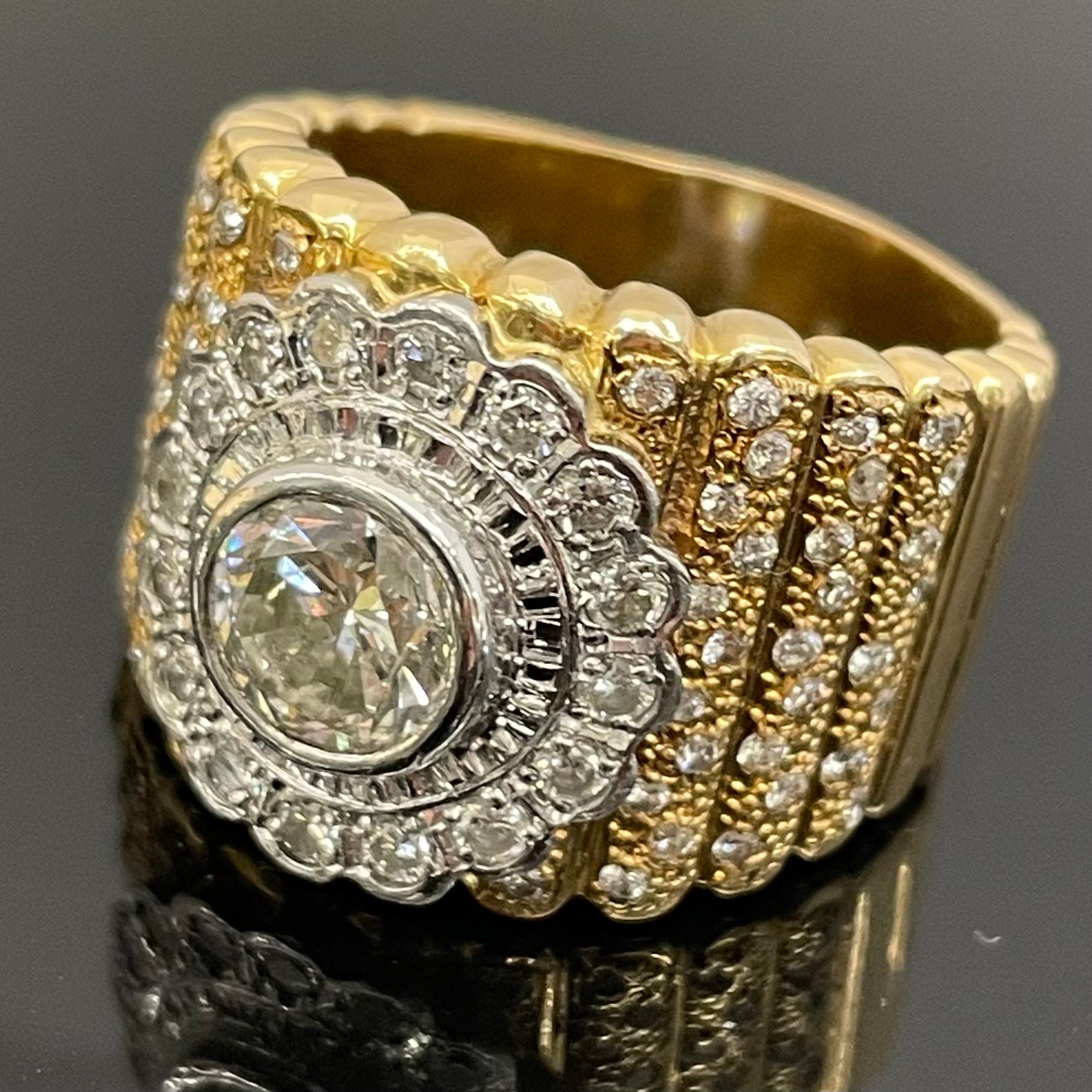 ノンブランド _K18/Pt900 _メンズ用ダイヤモンドリング _D2.012ct/FD1.2ct 37.8g_中古品