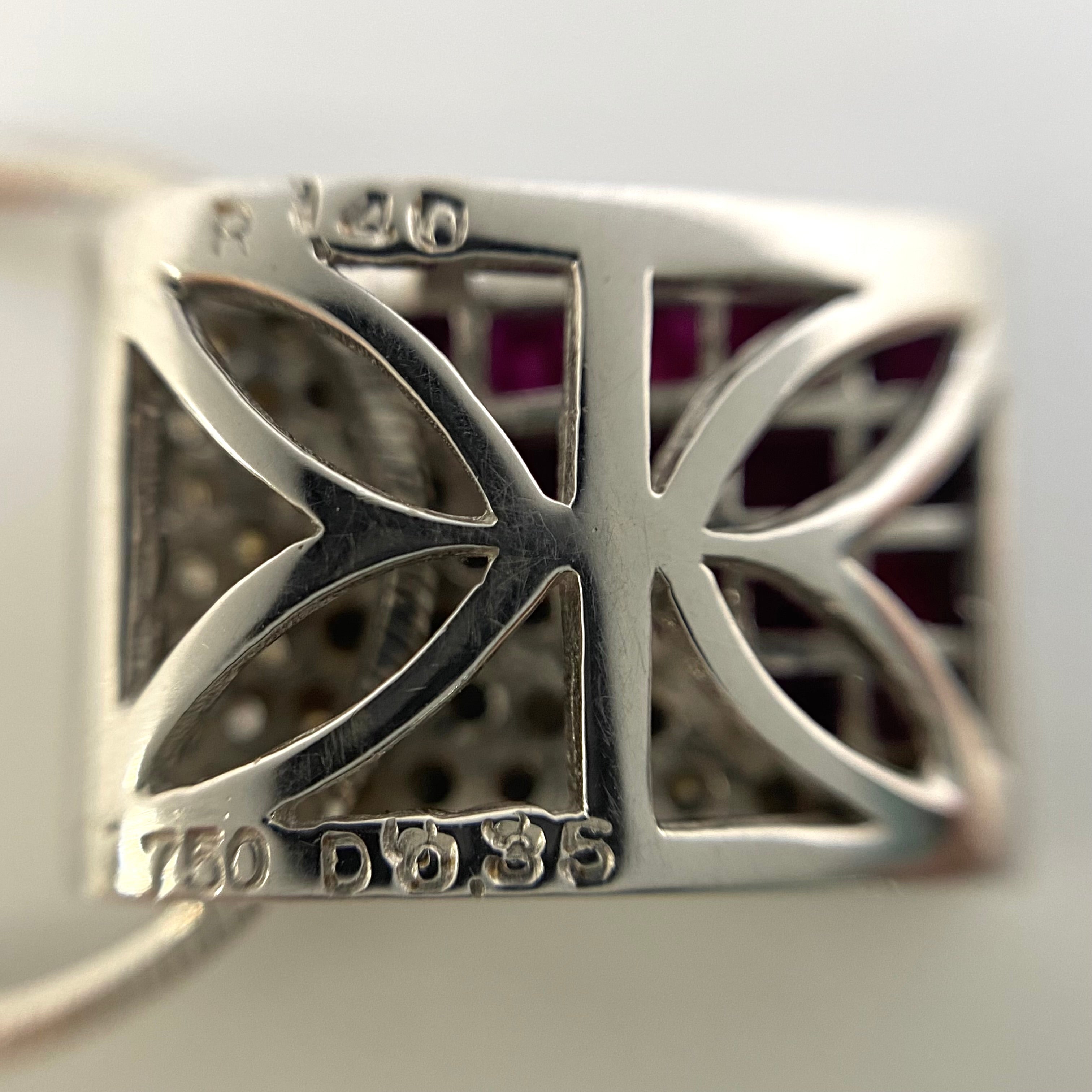 ノンブランド_750 K18WG_R1.40ct FD0.35ct_ミステリーセッティング_ペンダント ネックレス10.7g_中古品