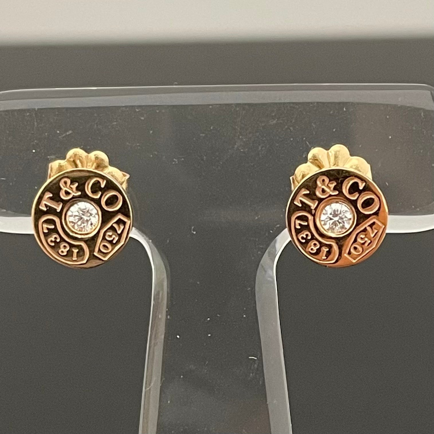 TIFFANY &Co _(ティファニー)_K18PG ダイヤ付き_1837サークルピアス_中古品