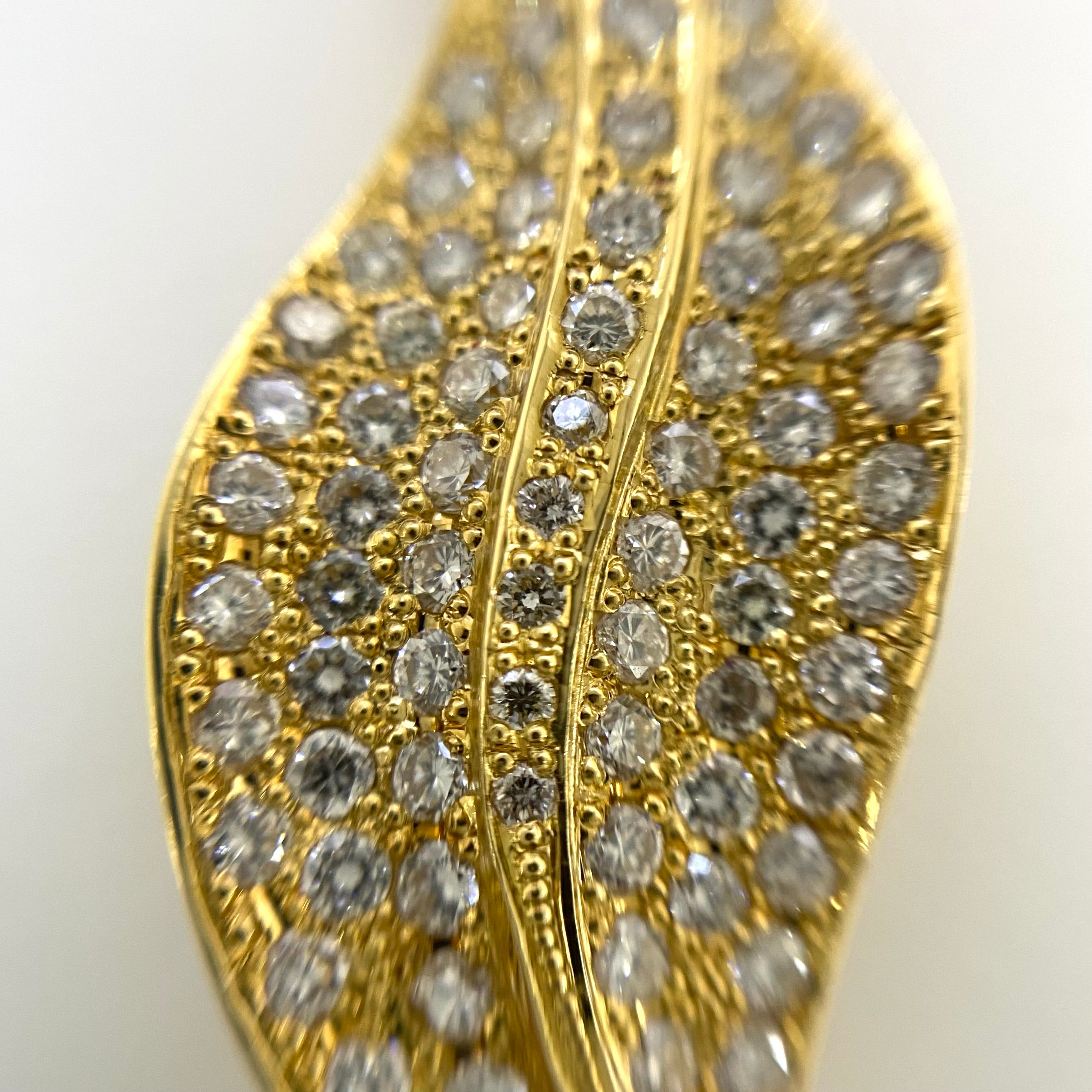 ノンブランド_K18 FD1.2ct_リーフモチーフ_ネックレス 12.7g_中古品