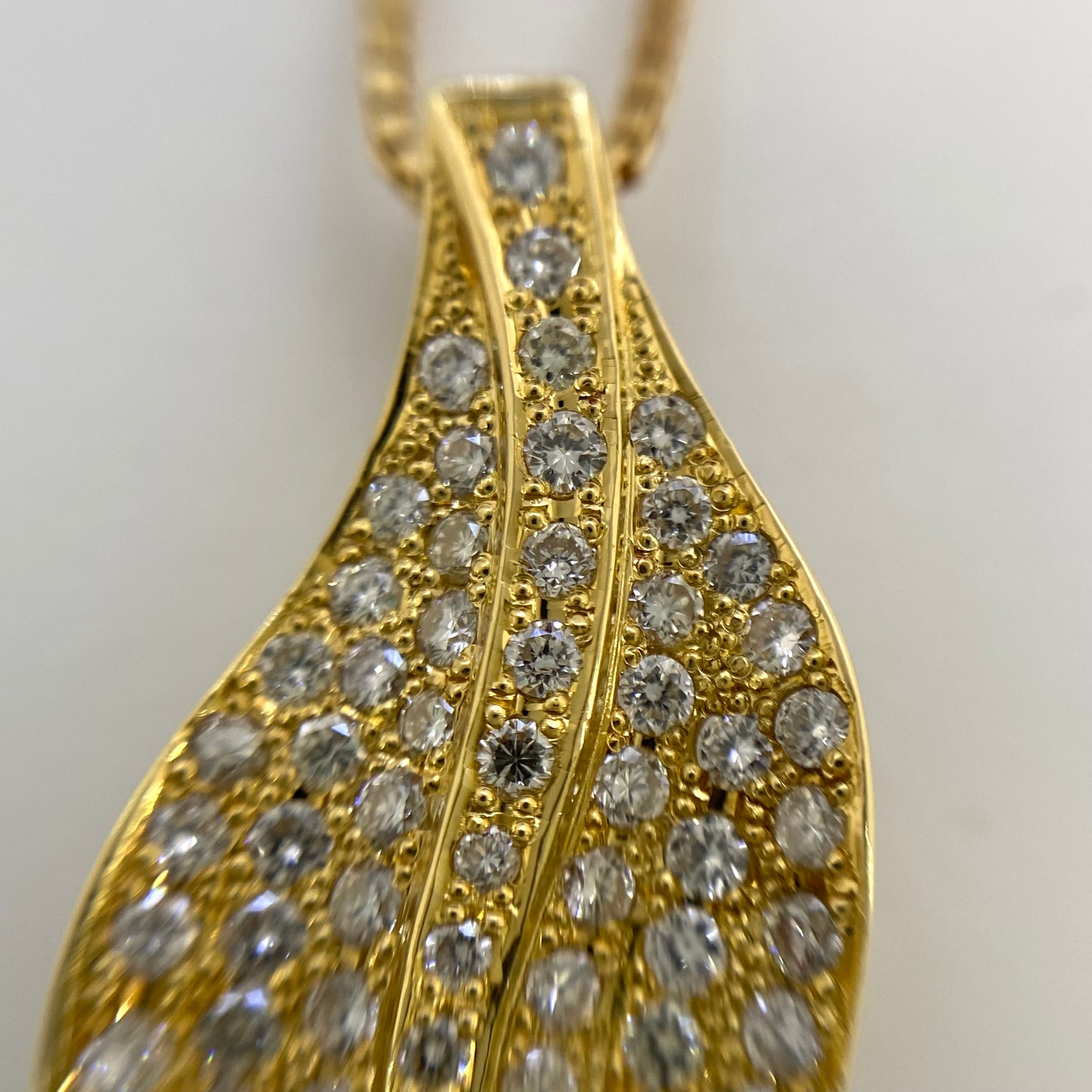 ノンブランド_K18 FD1.2ct_リーフモチーフ_ネックレス 12.7g_中古品