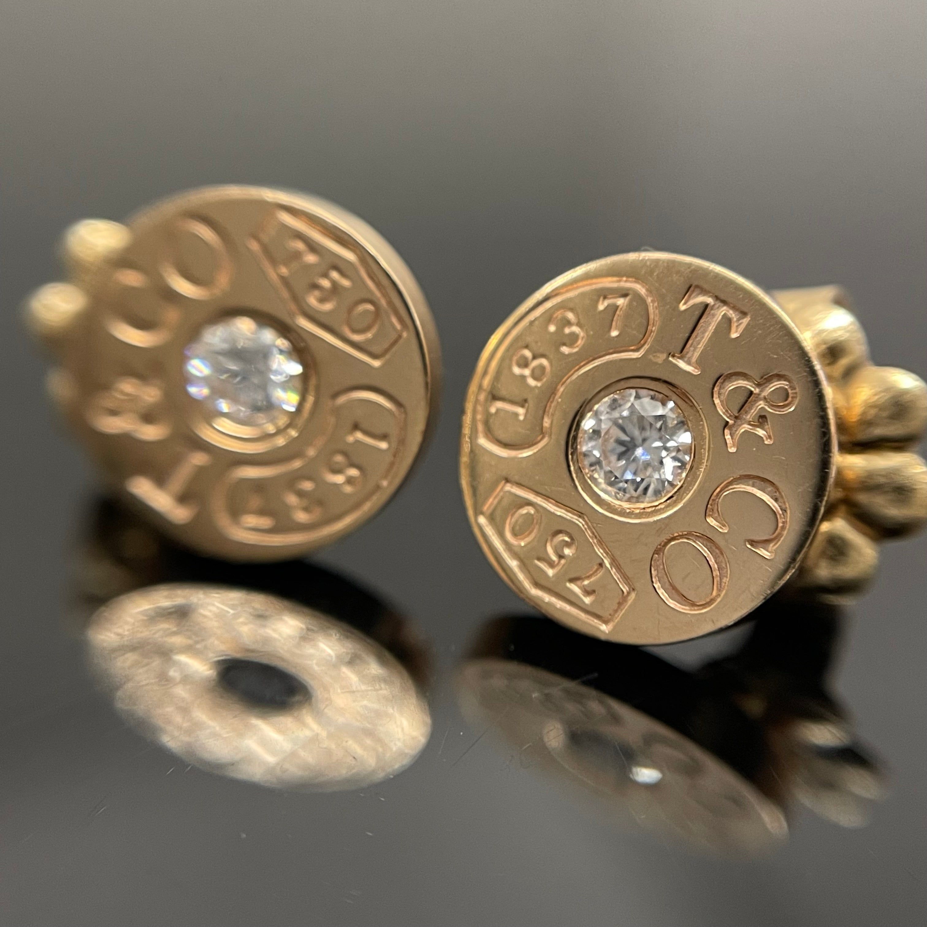 TIFFANY &Co _(ティファニー)_K18PG ダイヤ付き_1837サークルピアス_中古品