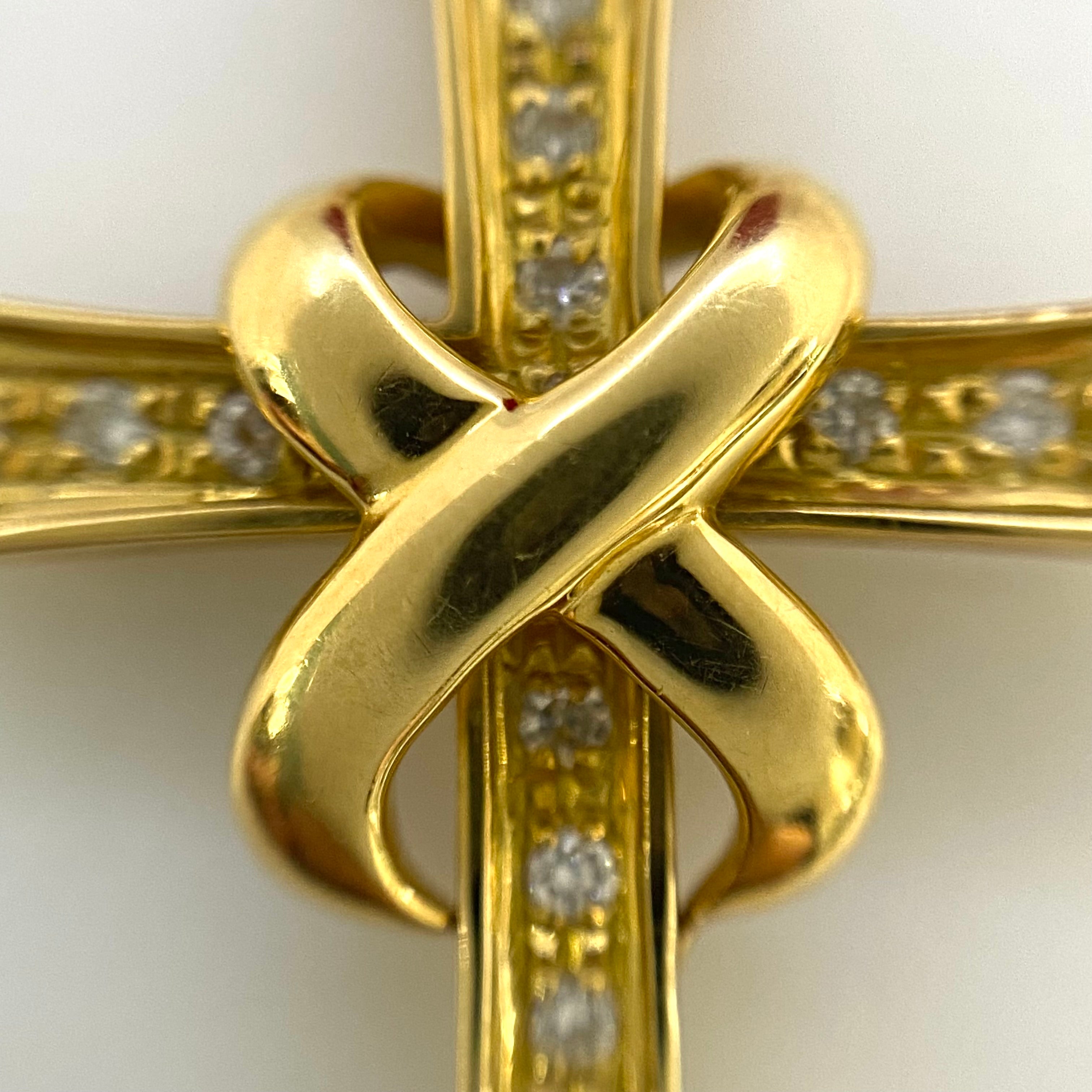 【送料無料】_ ノンブランド_K18 FD0.23ct_クロス ペンダント ネックレス7.0g_中古品