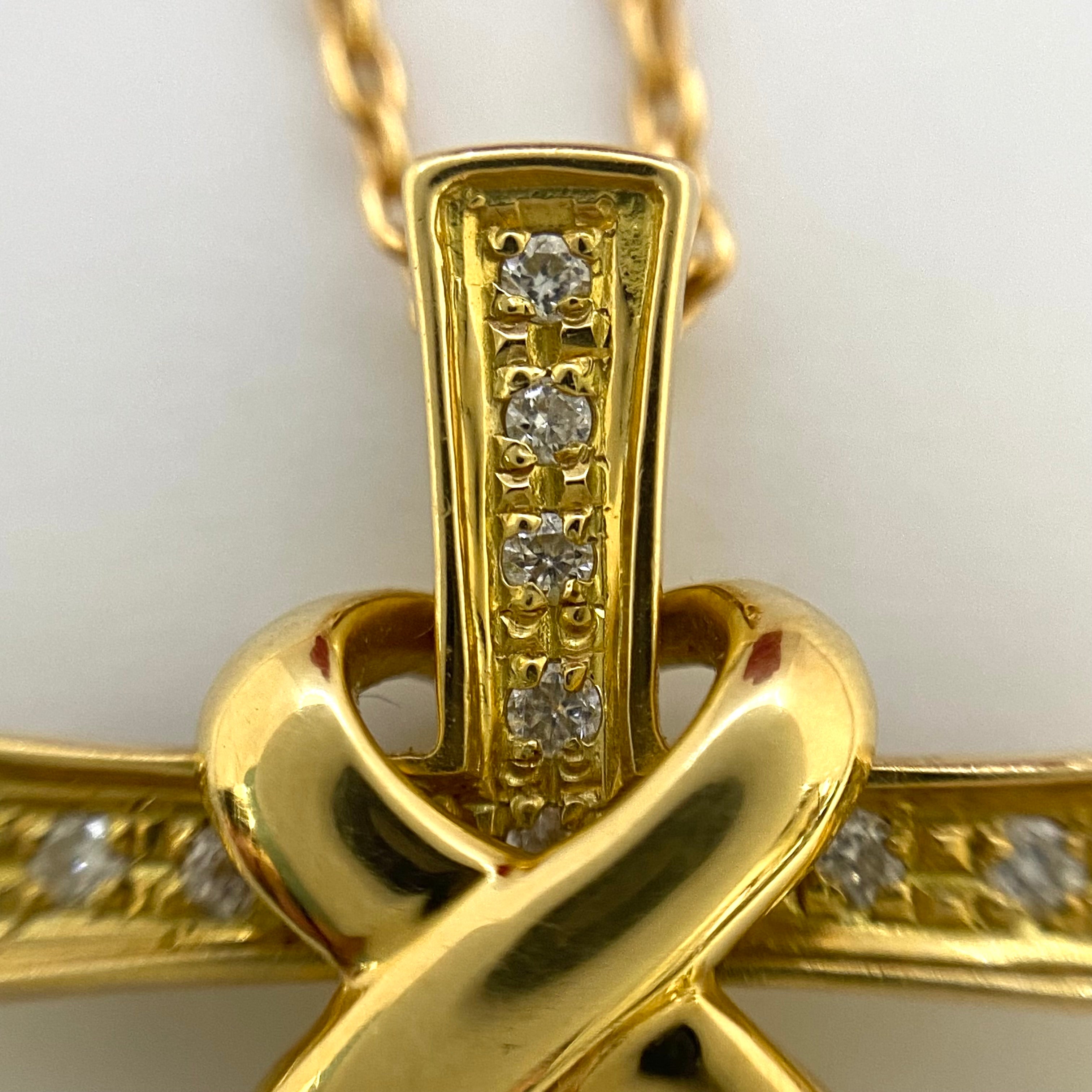 【送料無料】_ ノンブランド_K18 FD0.23ct_クロス ペンダント ネックレス7.0g_中古品