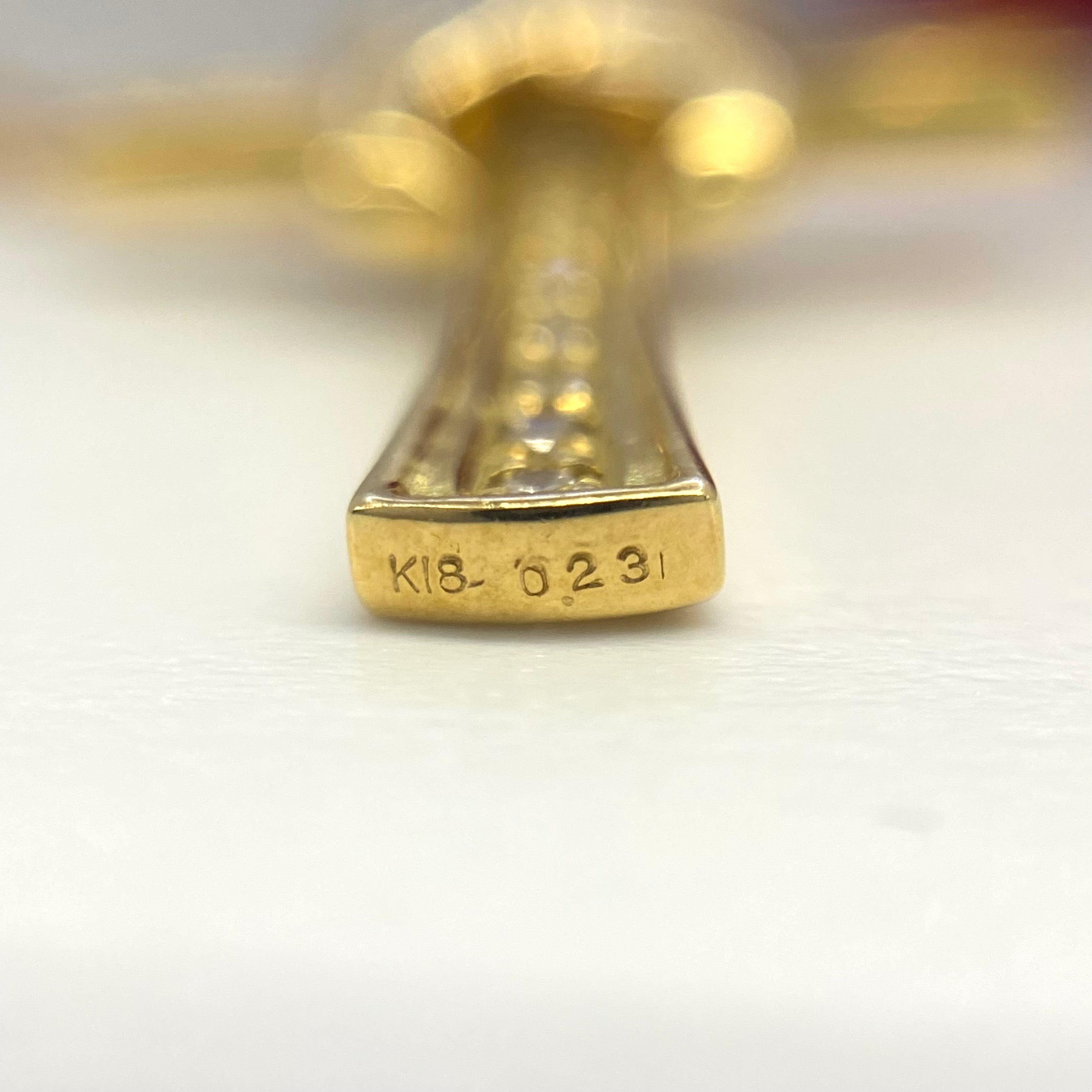 【送料無料】_ ノンブランド_K18 FD0.23ct_クロス ペンダント ネックレス7.0g_中古品